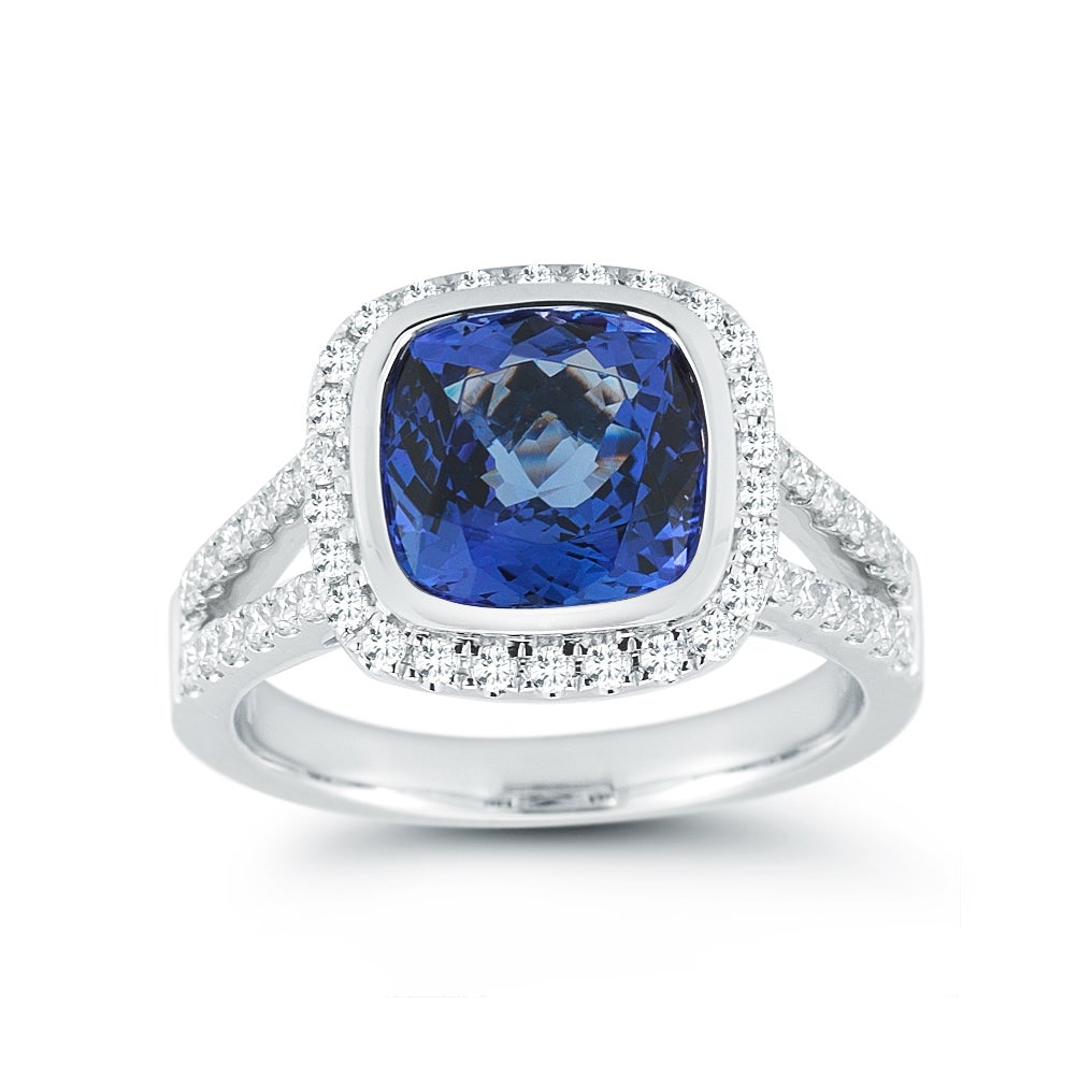 14kt White Gold .48 ctw VS2, I Diamond and Tanzanite Ring - Image 1