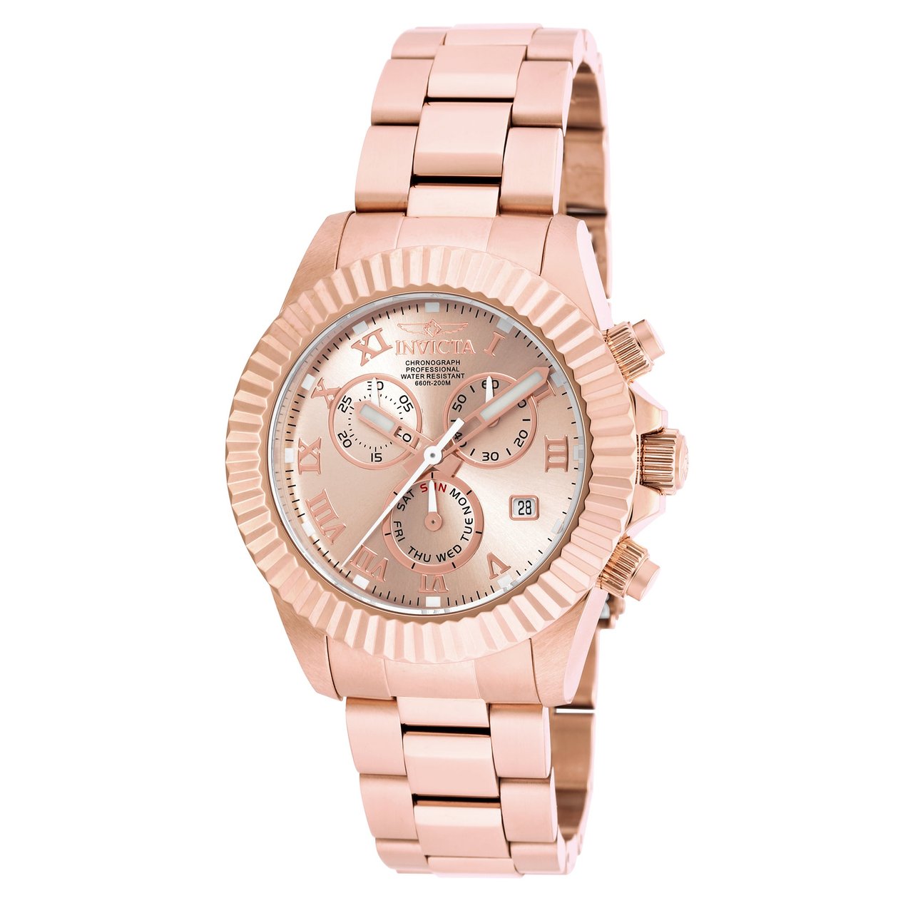 INVICTA PRO DIVER LADIES ROSE GOLD WATCH CHRONO STAINLESS STEEL