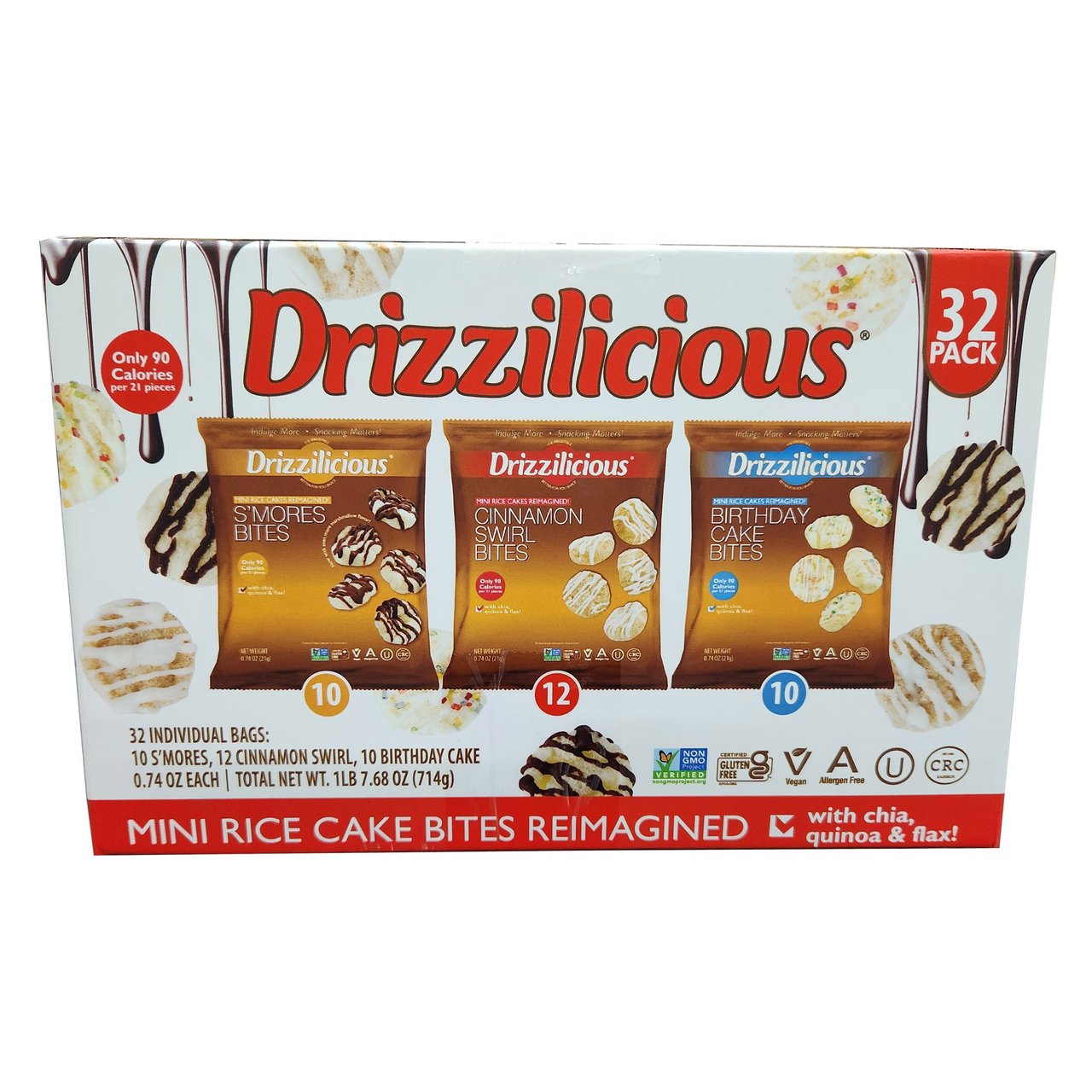Drizzilicious Mini Rice Cake Bites 32 ct (1.48 lbs)