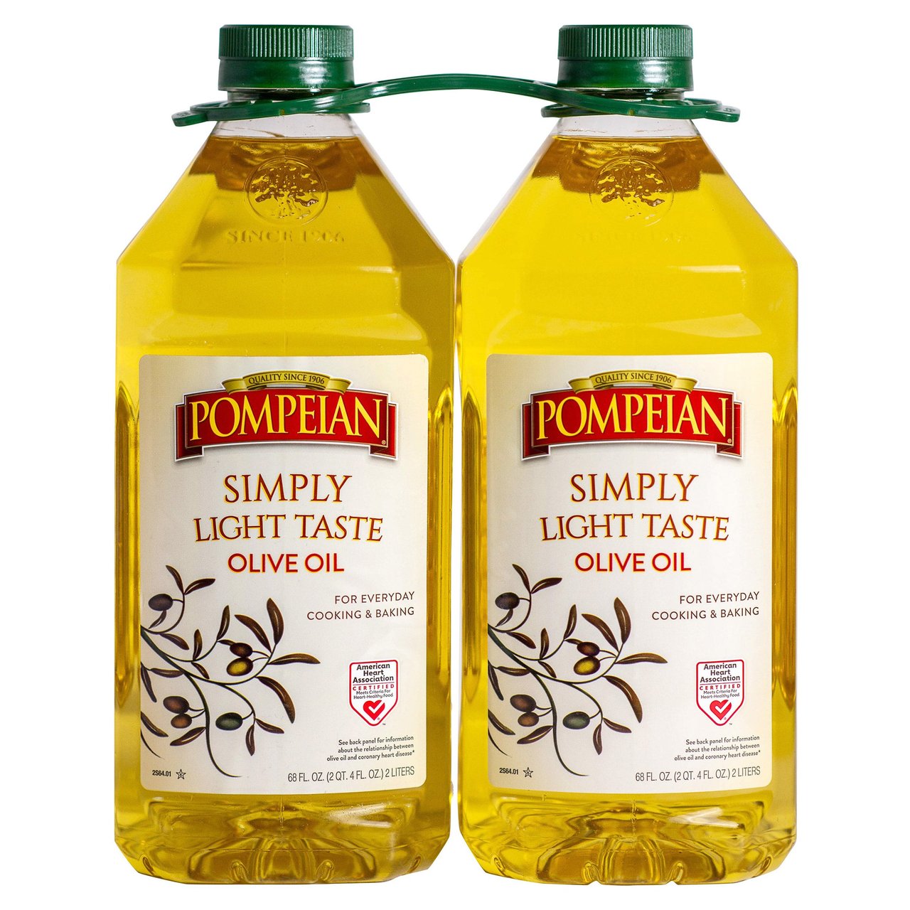 Pompeian Simply Light Taste Olive Oil, 2 Liter, 2-Pack - Image 1
