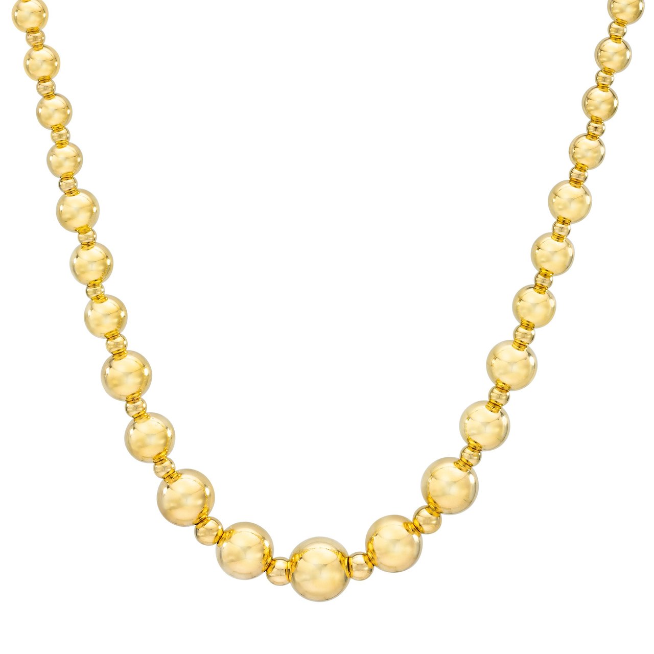 14kt Yellow Gold Bead Link Necklace 18" Made in Italy - Image 1