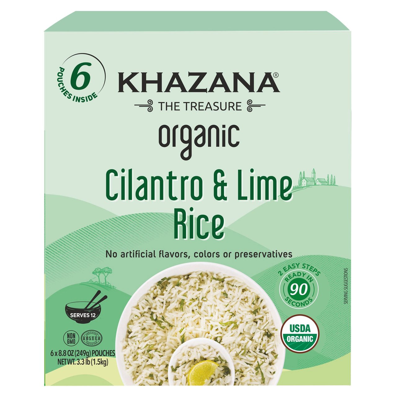 Khazana Organic Cilantro Lime Rice 6 / 8.8oz - Image 1
