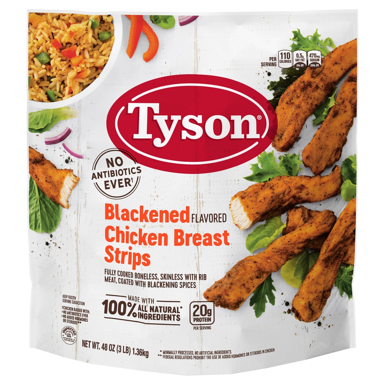 Tyson Blackened Chicken Breast Strips 3 lbs - Image 1