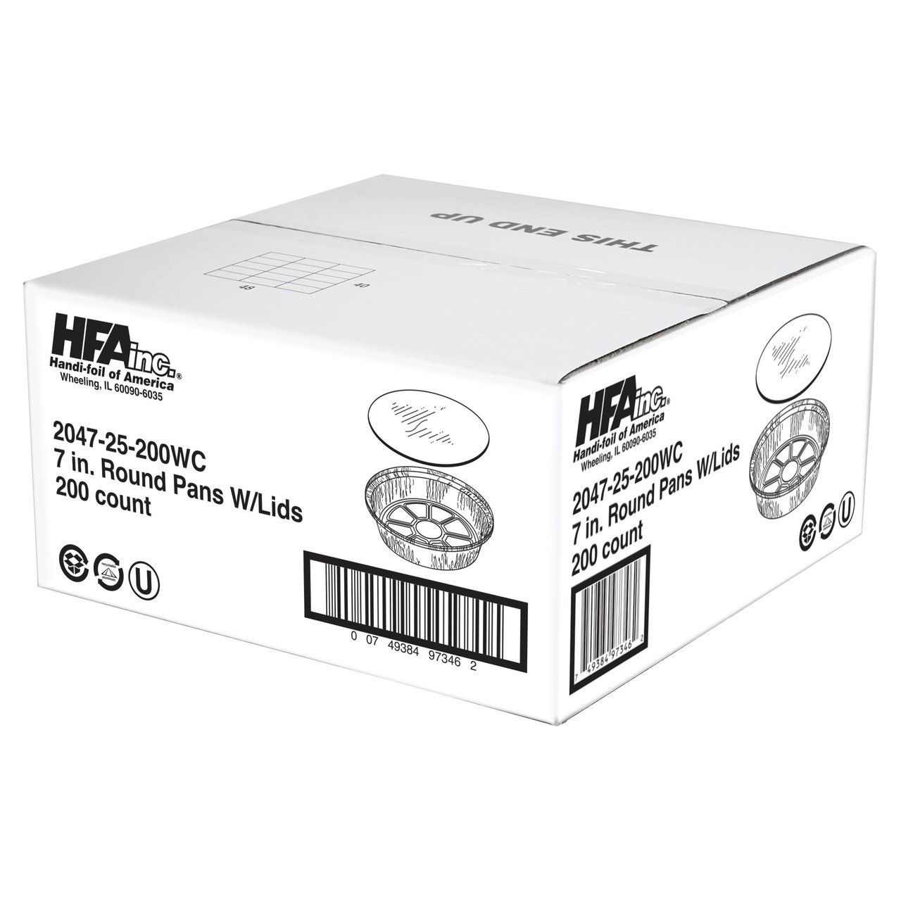 Handi-Foil of America 7" Round Aluminum Pan with Lid, 200 Count - Image 1