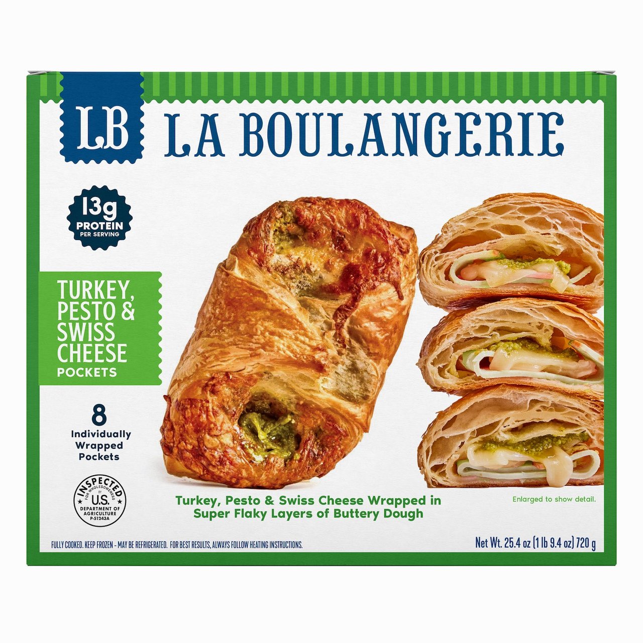 La Boulangerie Turkey Pesto & Swiss Cheese Pockets 8/3oz - Image 1