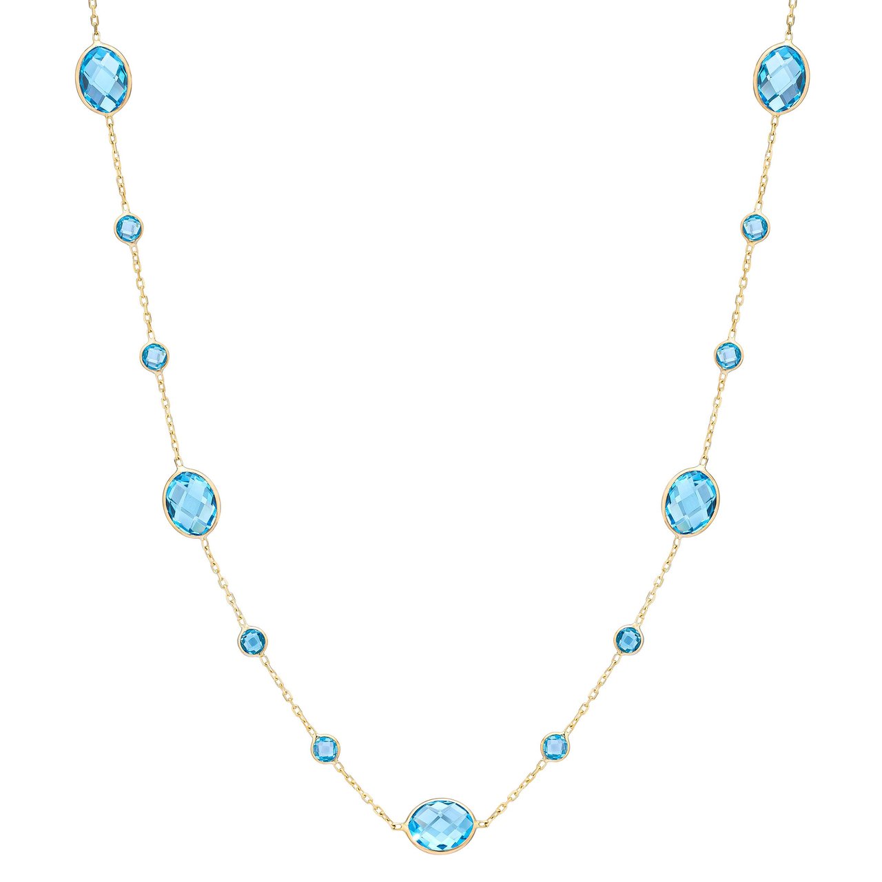 14kt Yellow Gold Blue Topaz Necklace - Image 1