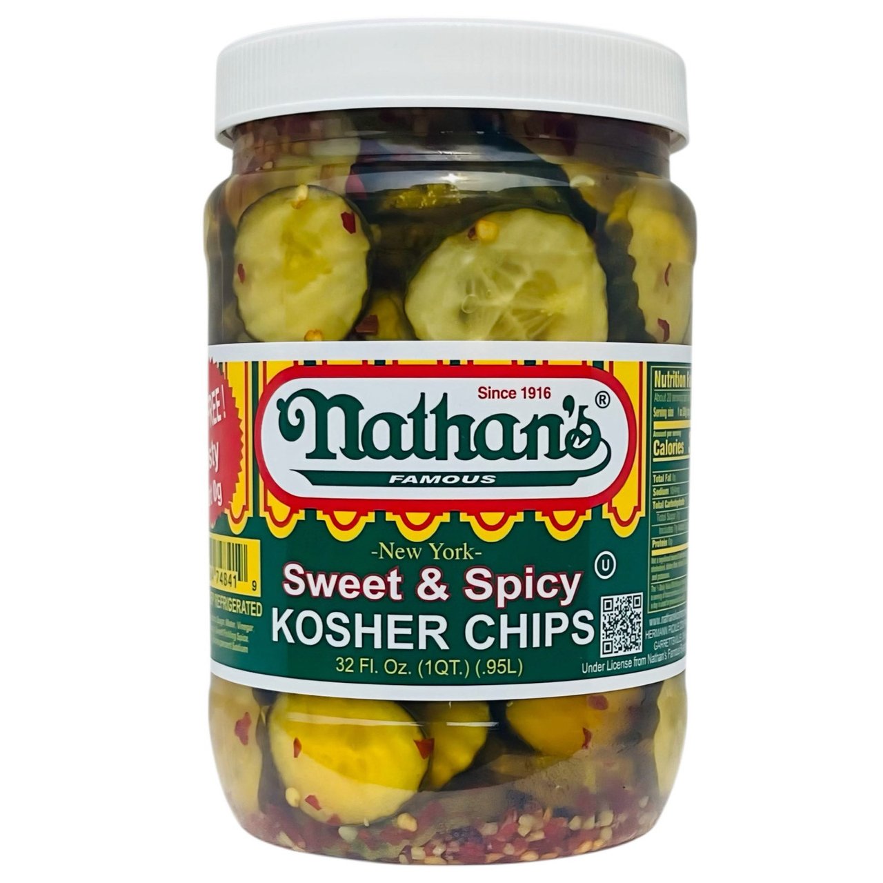 Nathan's Famous Sweet & Spicy Pickle Chips 32 oz (2 lb) - Image 1