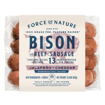 Force of Nature Bison & Beef Jalapeño Cheddar Sausage, 21.6 oz