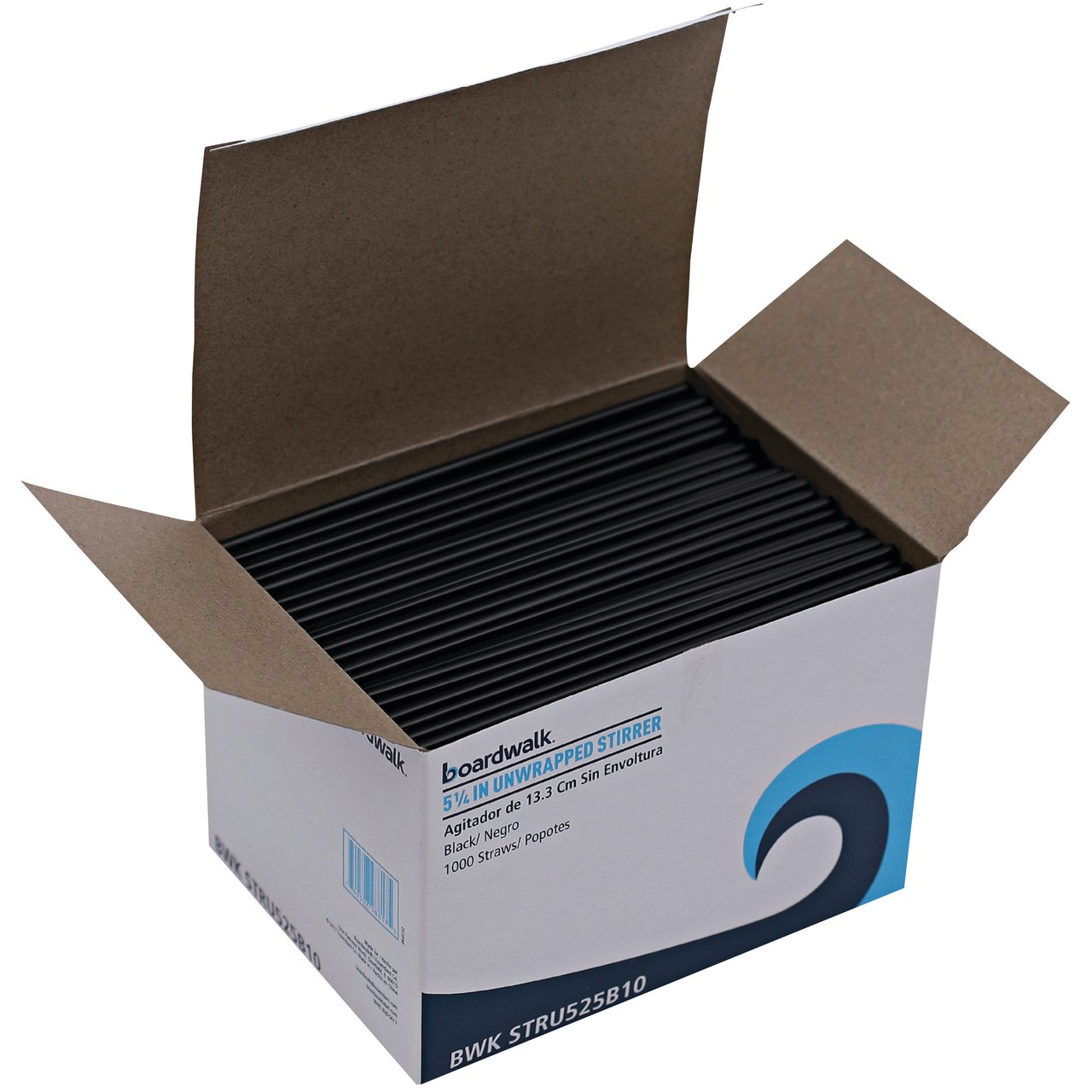 Boardwalk Single Tube Stir Straws BWKSTRU525B10 - 10,000 Count - Image 1
