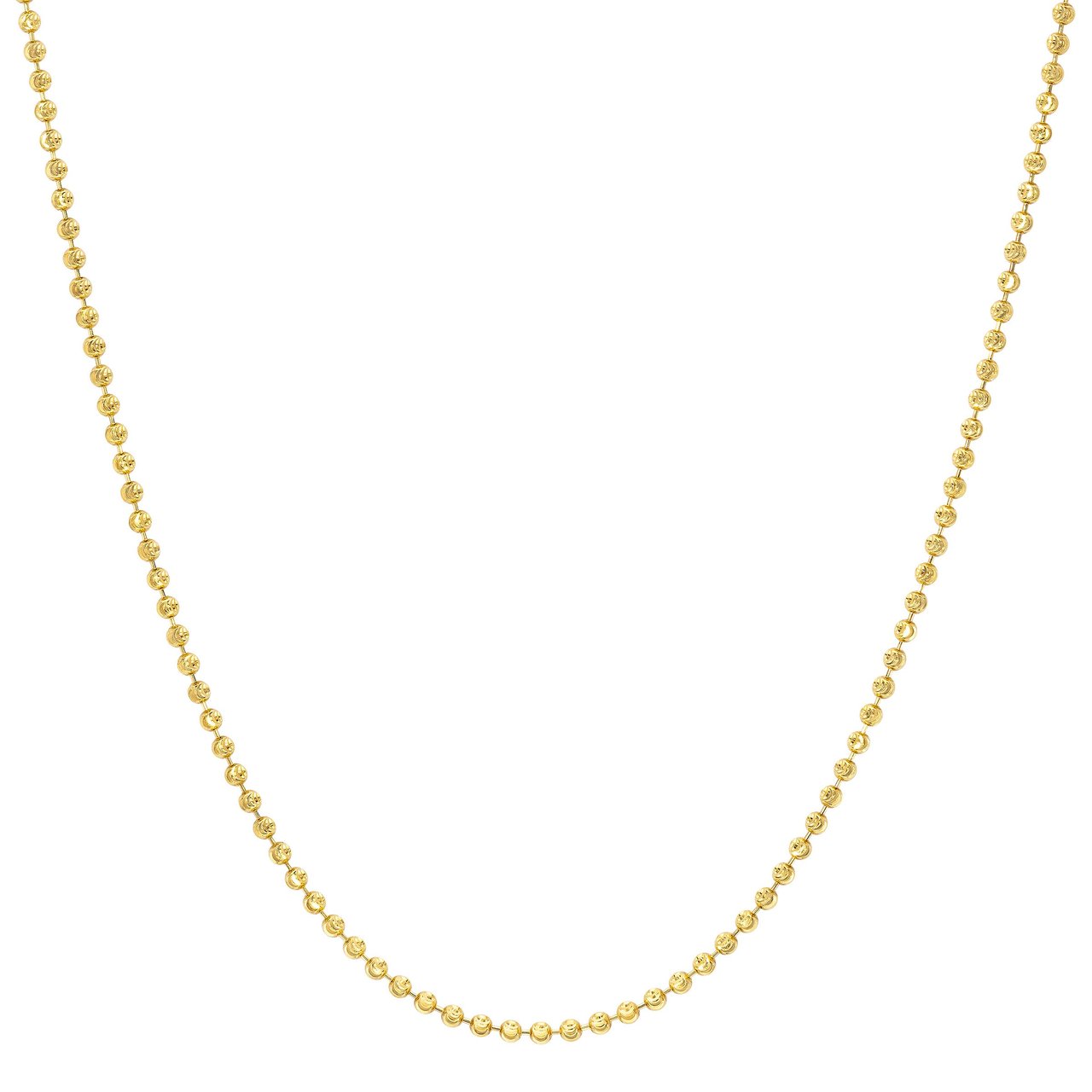 14kt Yellow Gold Diamond Cut Bead Chain Necklace Made in Italy - Image 1