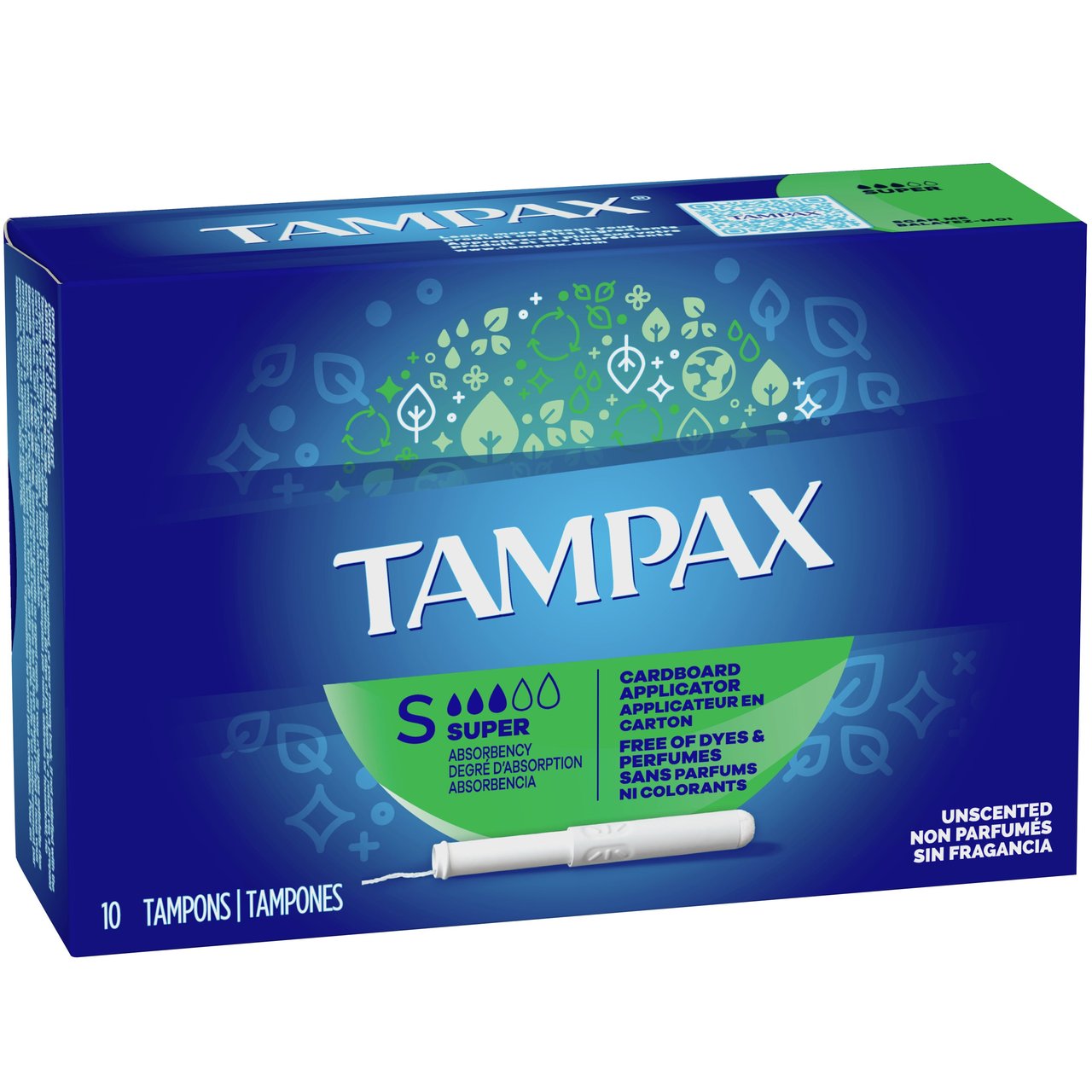 Tampax Cardboard Super Absorbency Tampons, 120 Count (12 Boxes × 10 ct) - Image 1