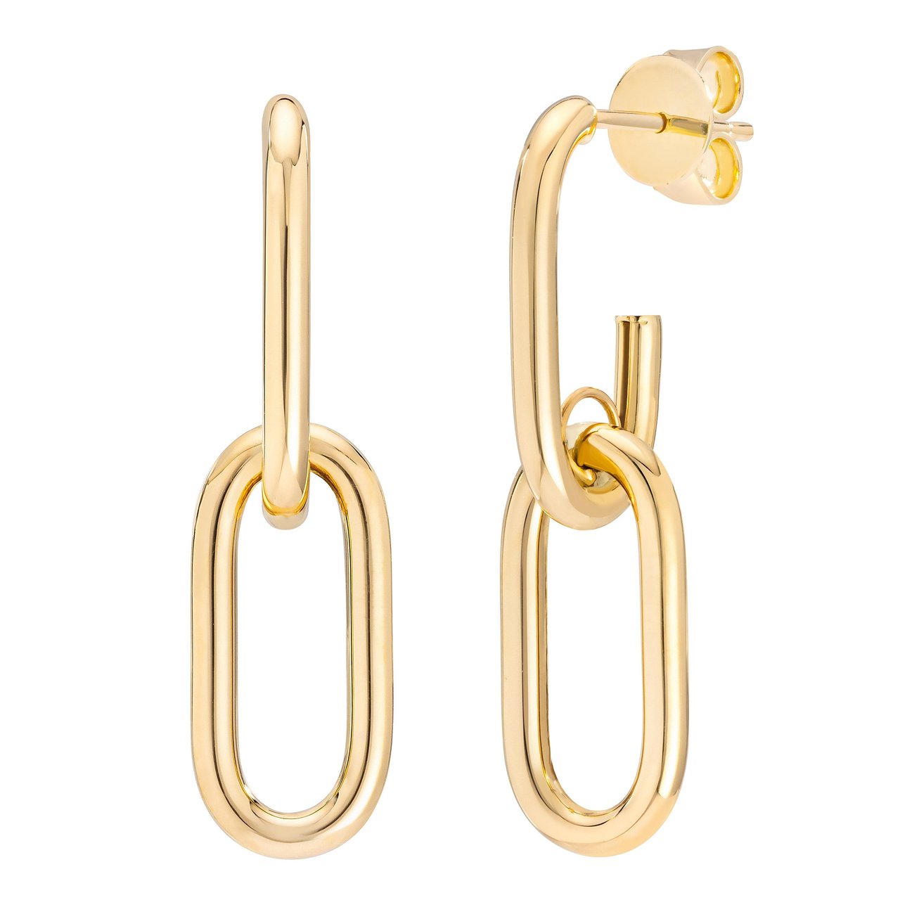 14kt Yellow Gold J-Shape Paperclip Drop Earrings - Image 1