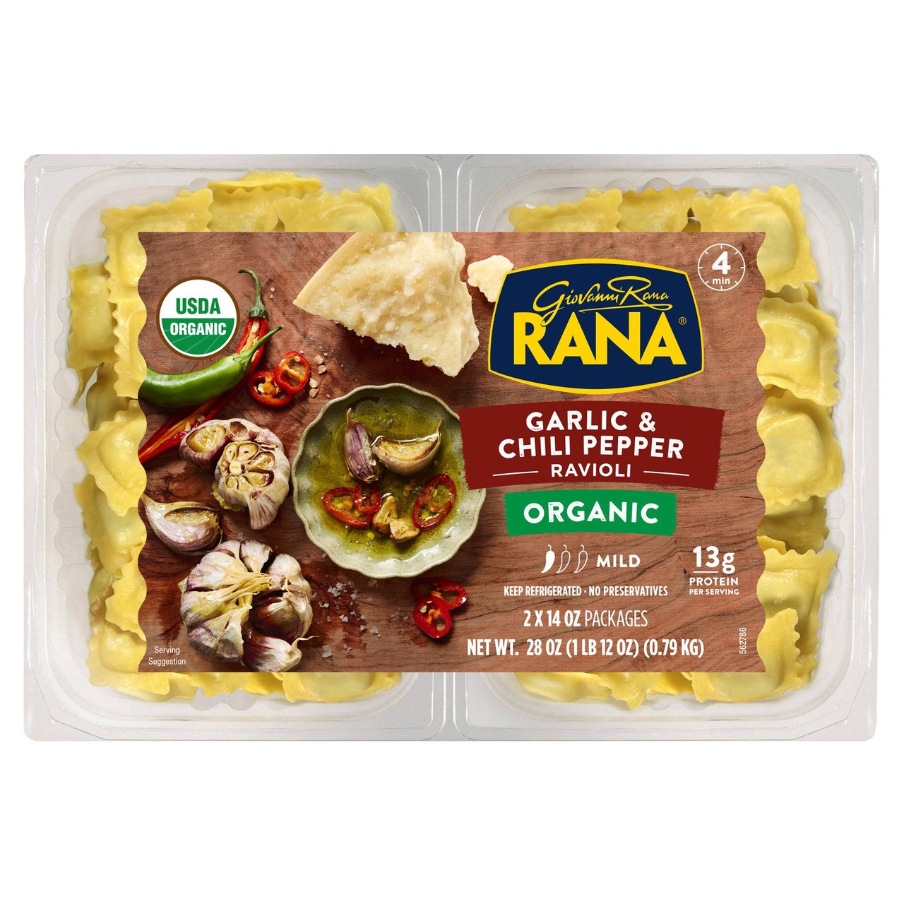 Giovanni Rana Organic Garlic & Chili Pepper Ravioli, 2-Pack (14 oz Each) - Image 1