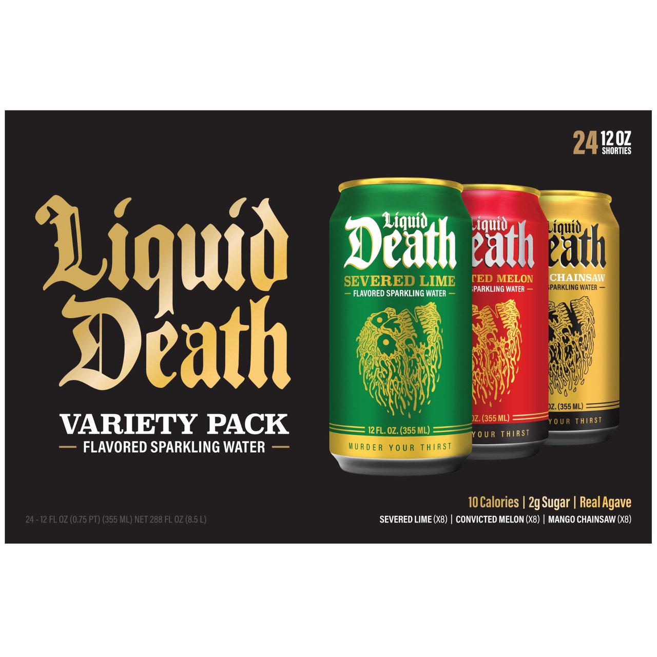 Liquid Death Flavored Sparkling Water Variety Pack, 24 x 12 oz