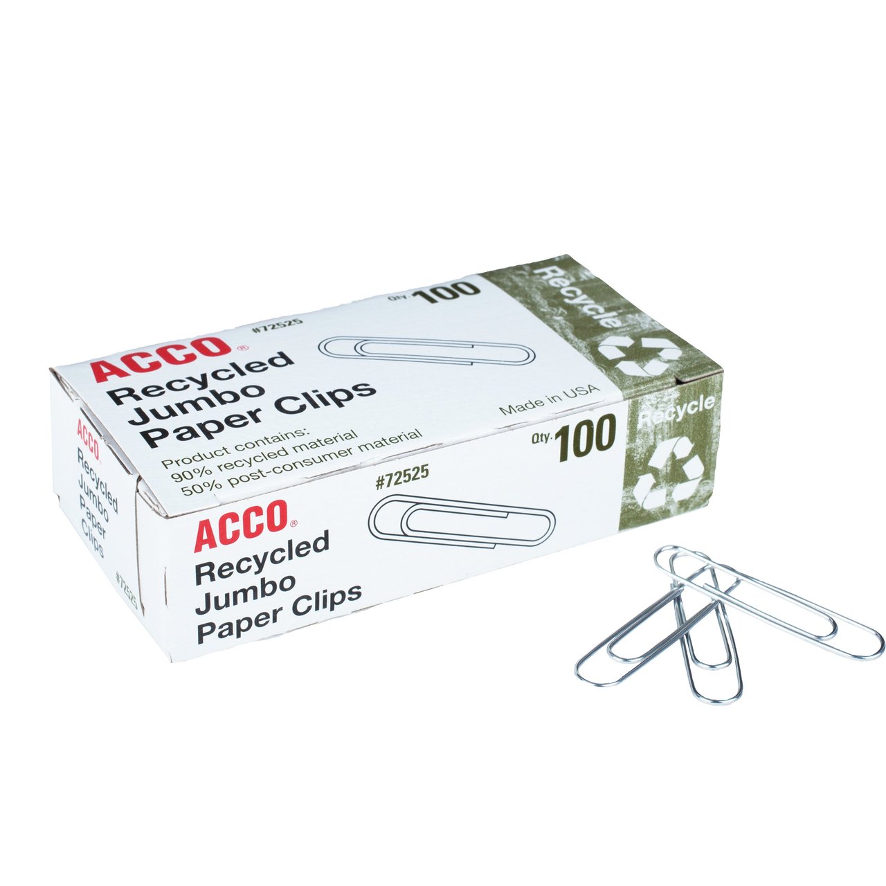 ACCO Jumbo Paper Clips, Recycled, 1,000 Count - Image 1