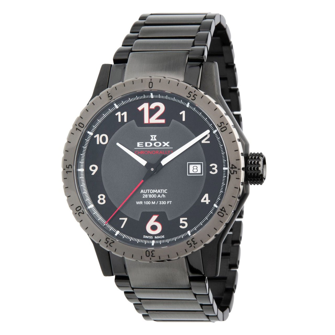 Edox Chronorally-1 Black Stainless Steel Automatic Men's Watch - Image 1