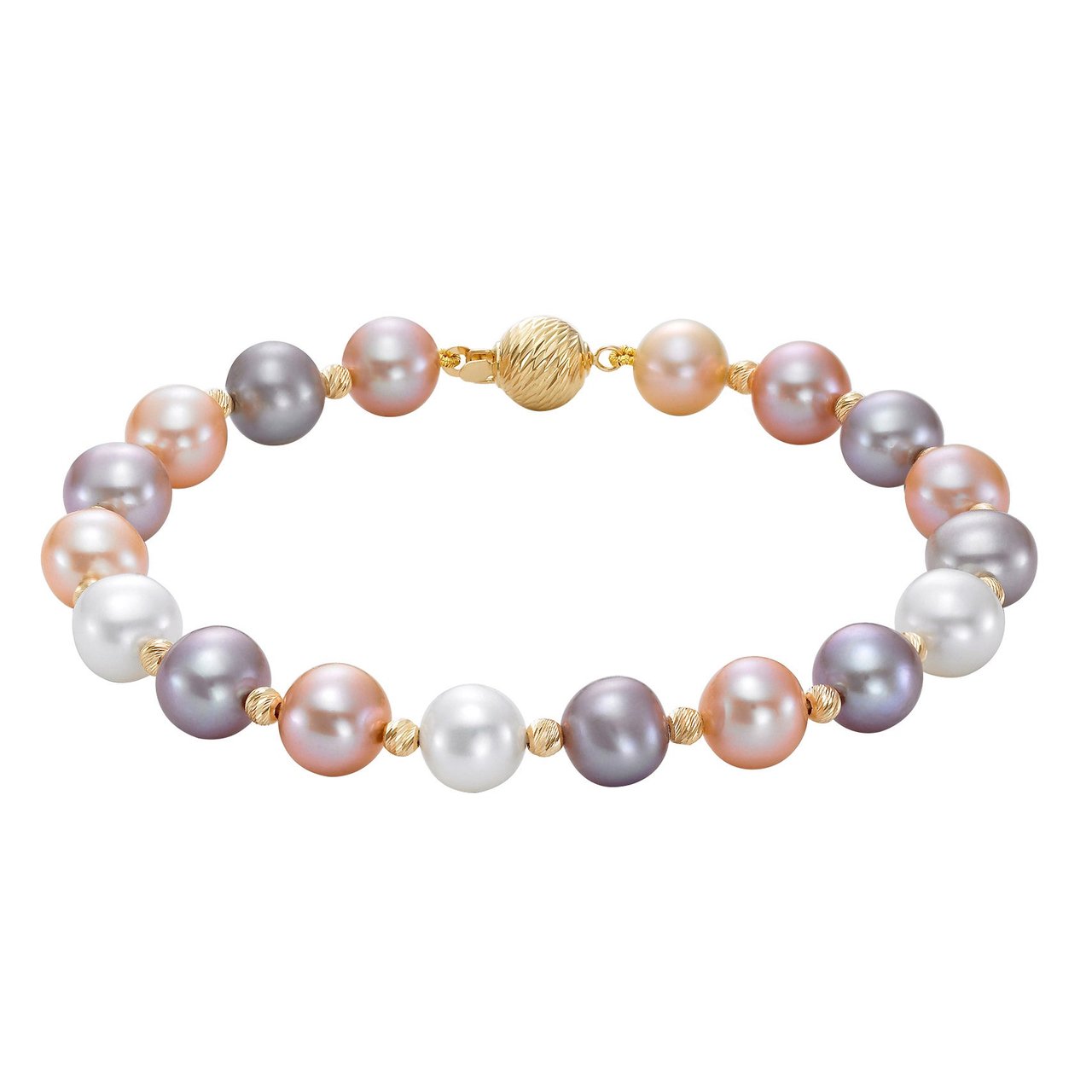 14K Gold 8-8.5mm Multi-Pink Freshwater Cultured Pearl Bracelet - Image 1