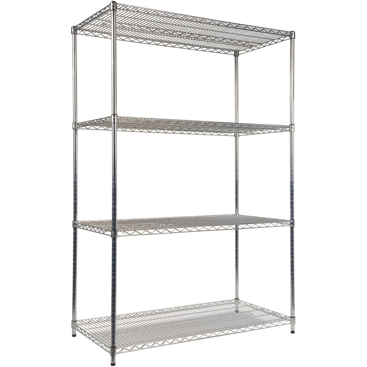 Alera 4-Shelf Industrial Wire Shelving Unit, 48"W x 24"D x 72"H, Silver (ALESW504824SR) - Image 1