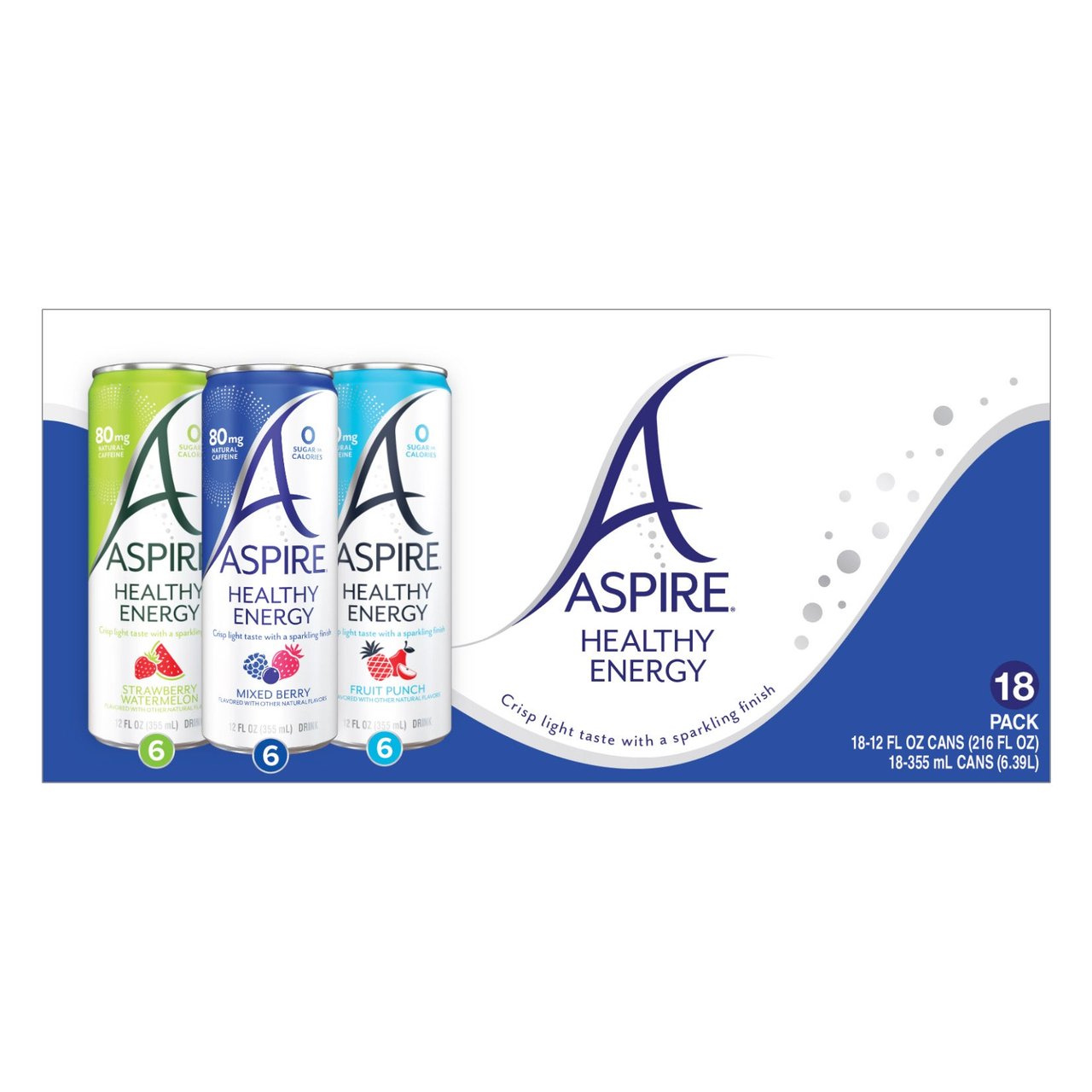 Aspire Energy Variety Pack, 18 Count, 12 oz Cans - Image 1