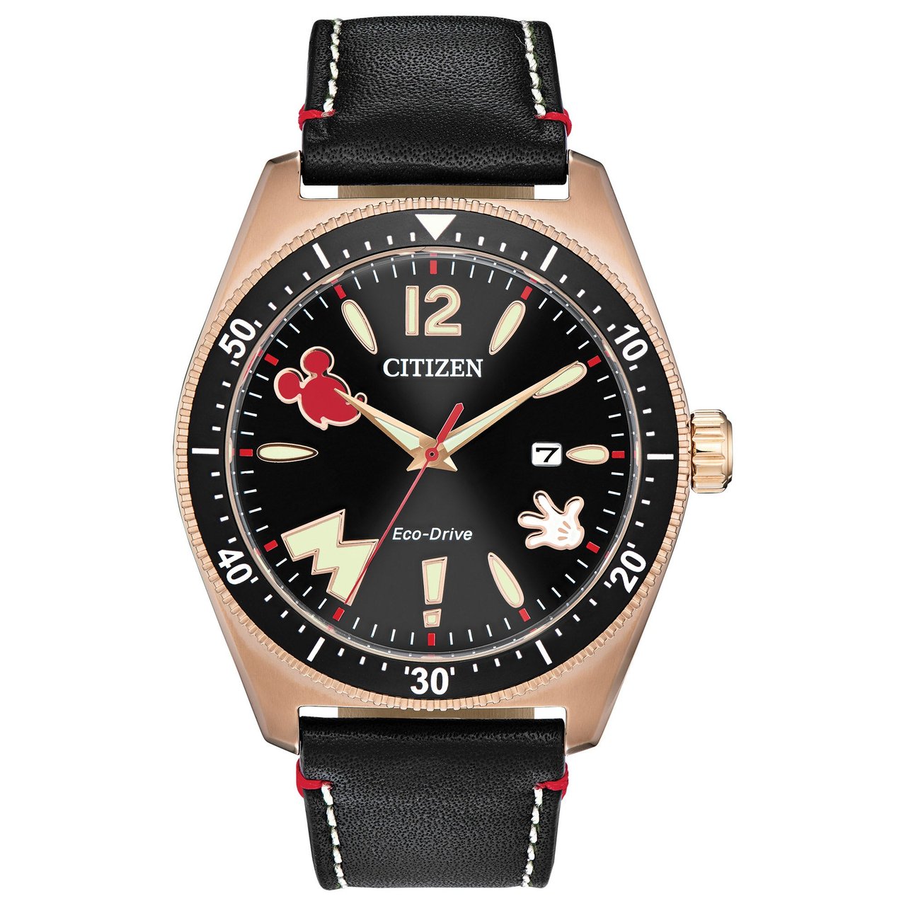 Citizen Disney Classic Black Leather Strap Quartz Men's Watch - Image 1