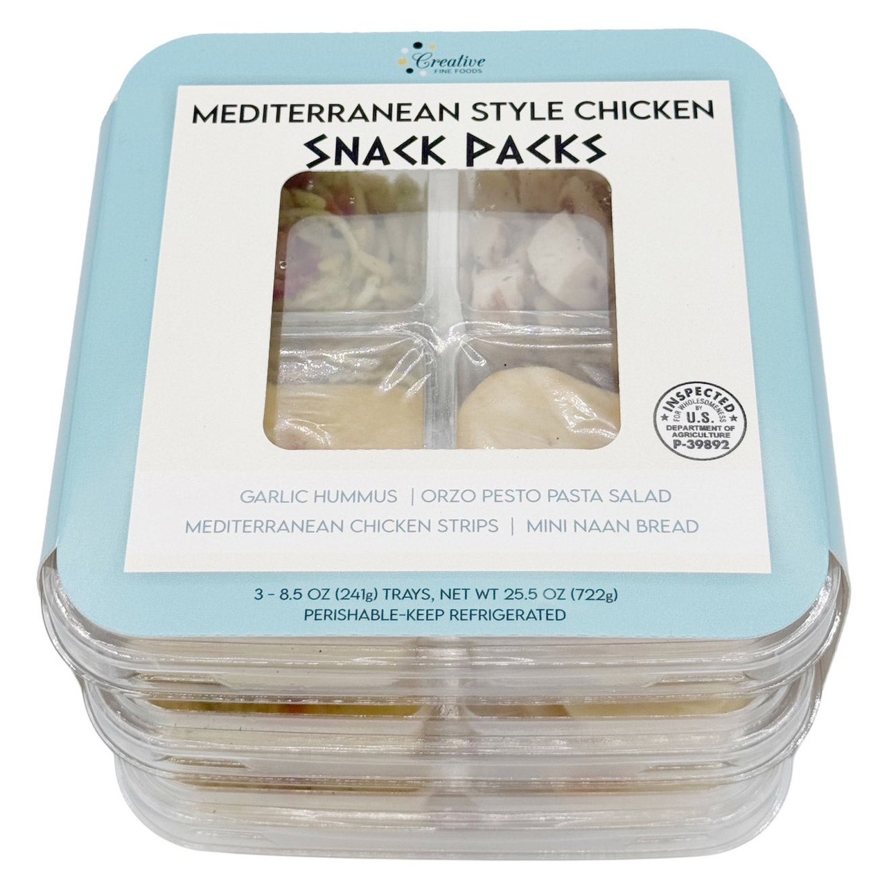 Creative Fine Foods Mediterranean Style Chicken Snack Pack, 3 x 8.5 oz - Image 1