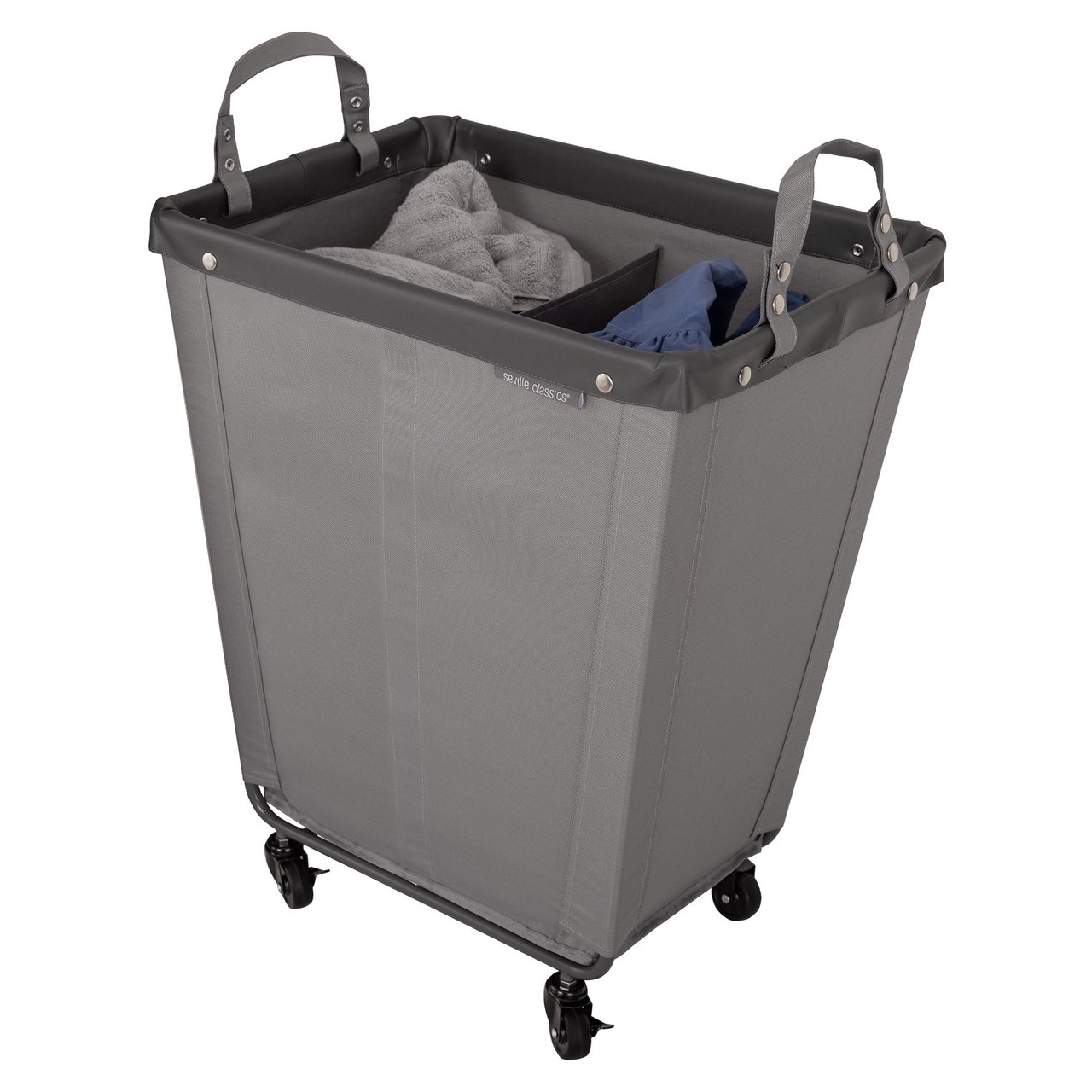Seville Classics 2-Section Canvas Laundry Hamper - Image 1