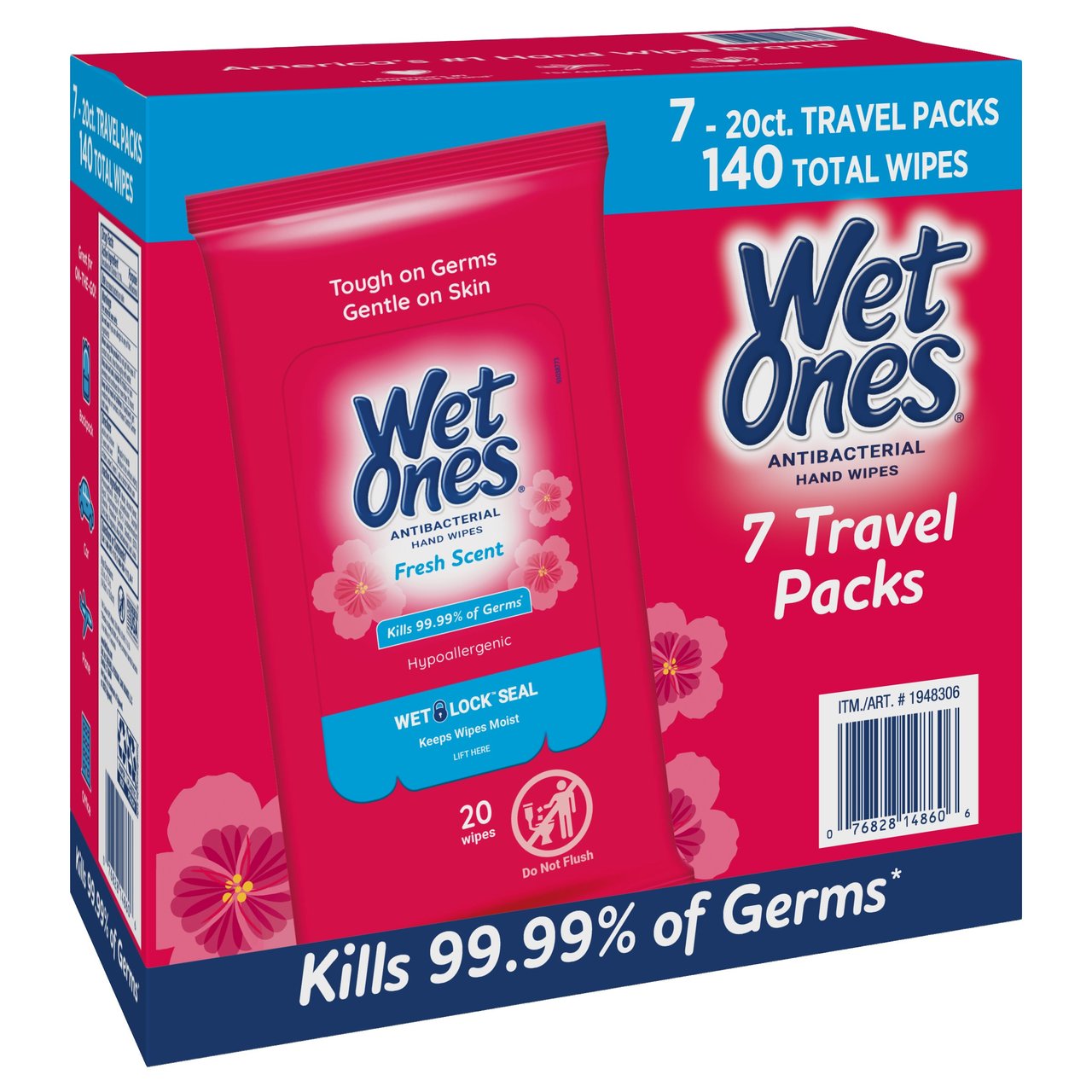 Wet Ones Antibacterial Wipes 7/20 Pack - Image 1