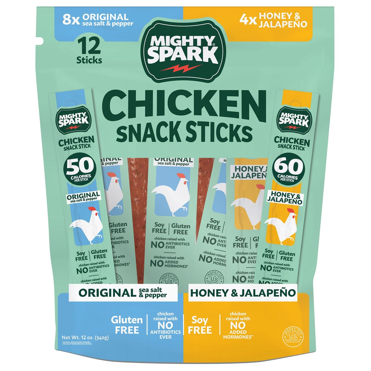 Mighty Spark Honey & Jalapeño Chicken Snack Sticks 12 Count 1 Ounce Each - Image 1