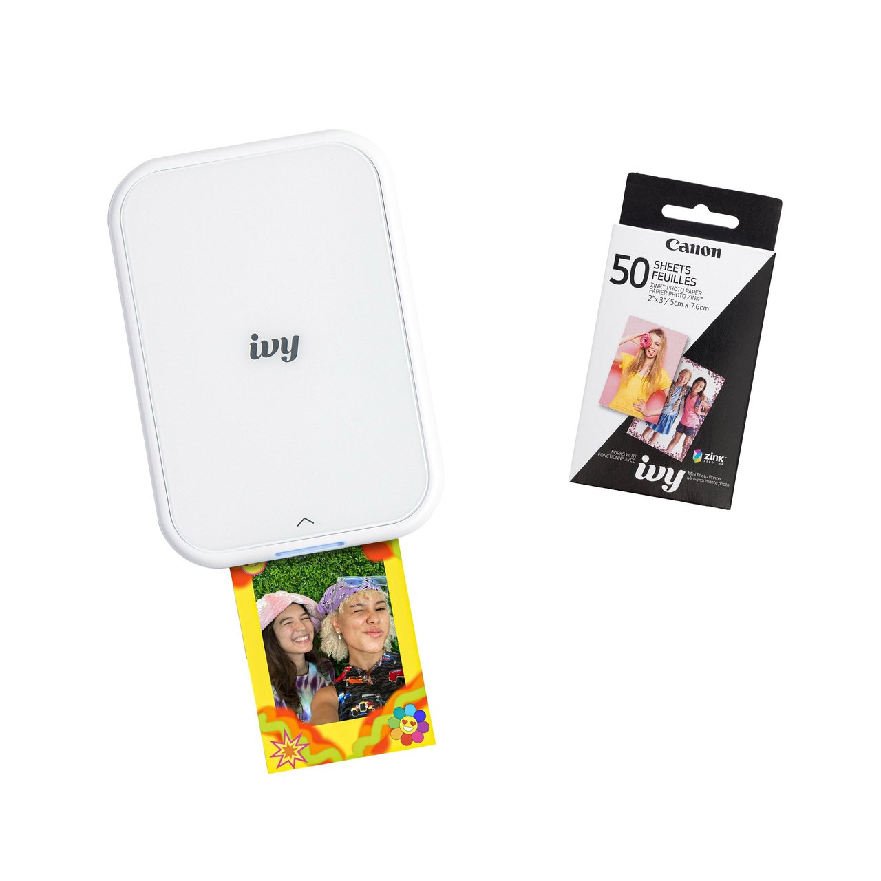 Canon IVY 2 White Mini Photo Printer Bundle with 60 Sheets - Image 1