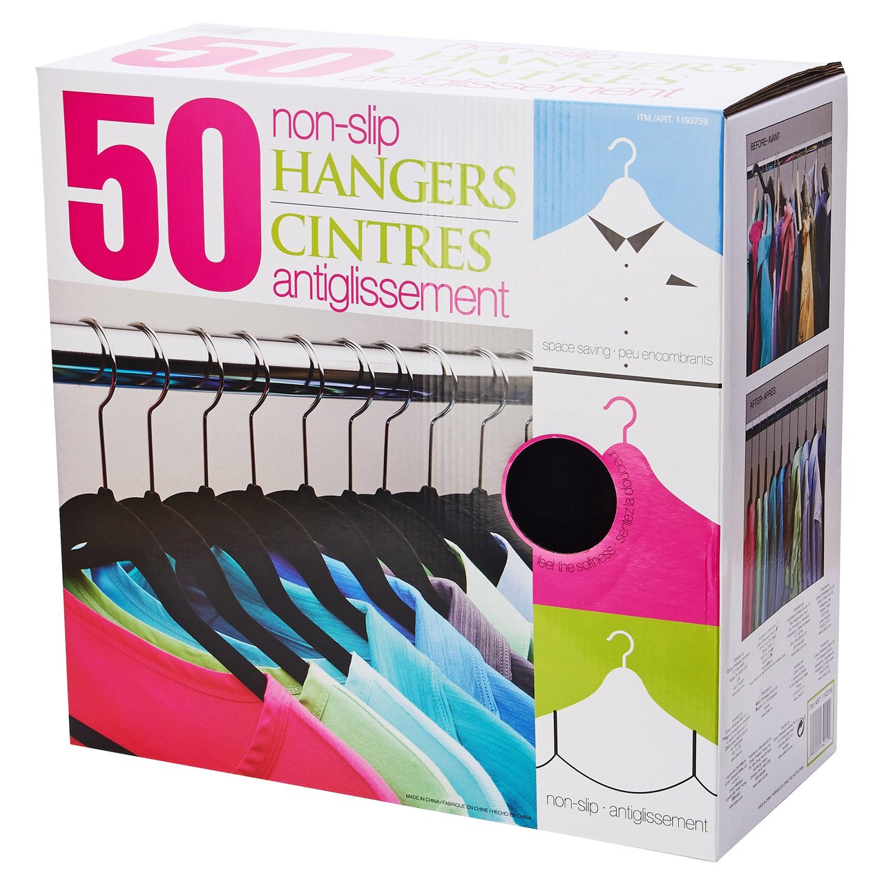 Flocked Non-Slip Hangers 1/8" Wide - 50 Pack