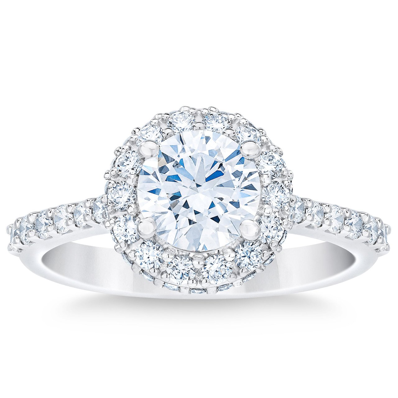 1.86 CTW Round Diamond Platinum Wedding Ring, 1.11 CT Center, VS1, D Color - Image 1