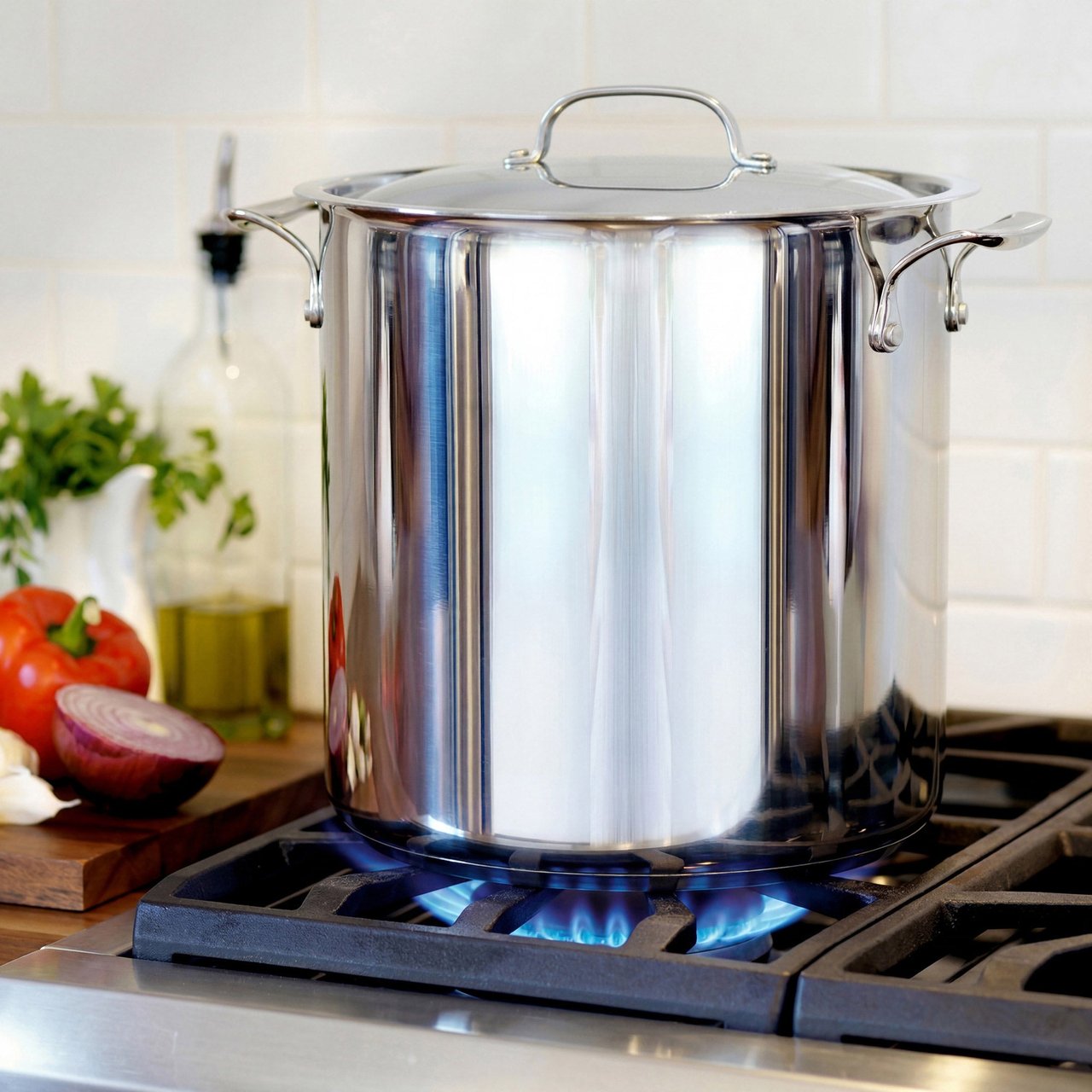 BERGNER STAINLESS STEEL 16QT STOCK POT - Image 1