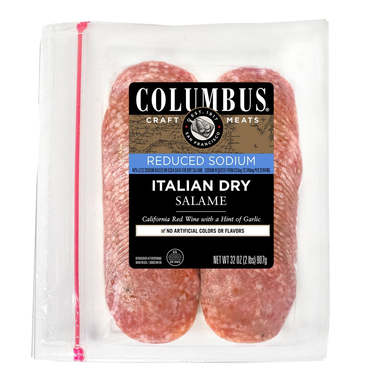 Columbus Low Sodium Salame 2 Pack, 1 Pound Each - Image 1