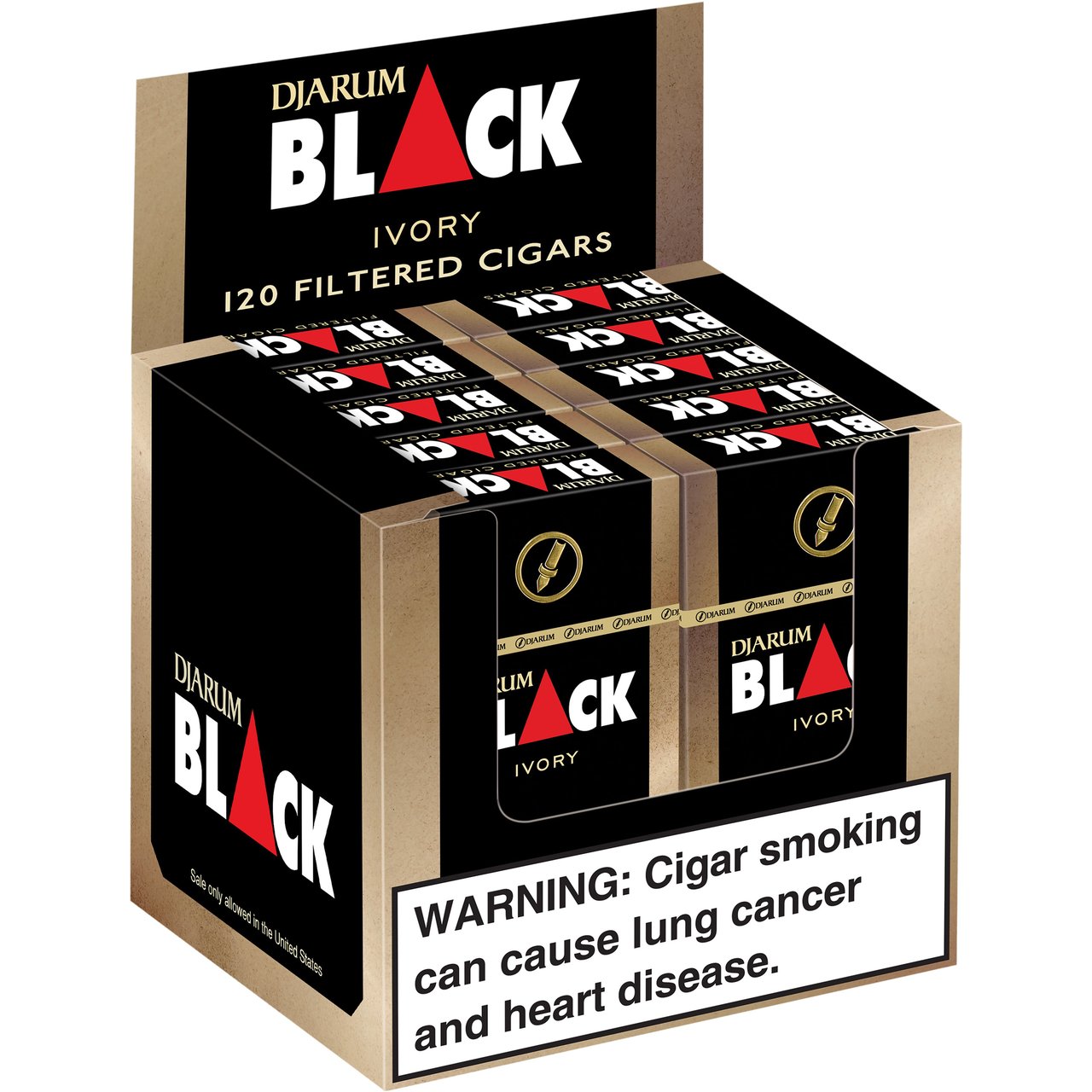 Djarum Black Ivory Filtered Cigars, 10 Packs of 12 - Image 1