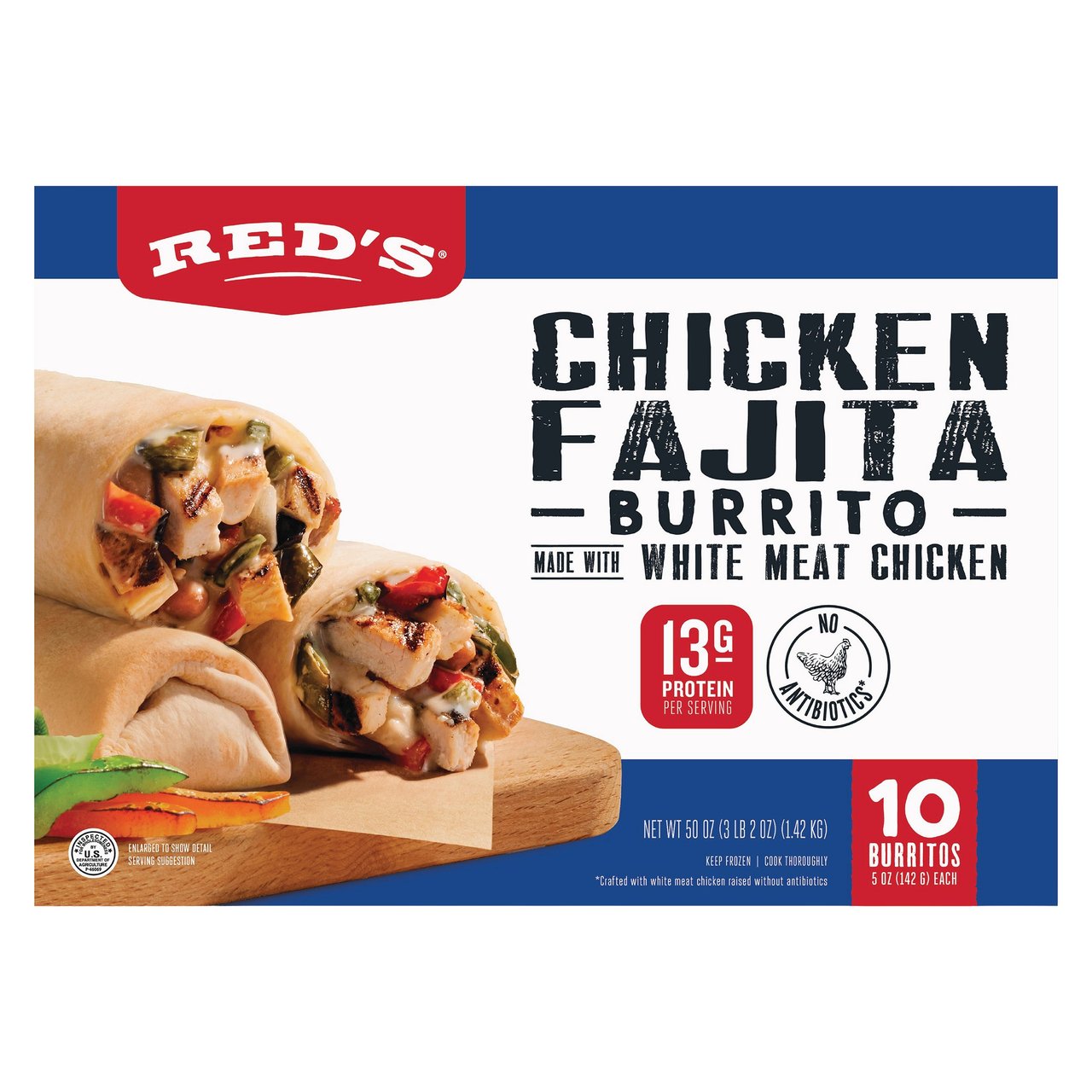 Red's Grilled Chicken Fajita Burrito, 10 ct - Image 1