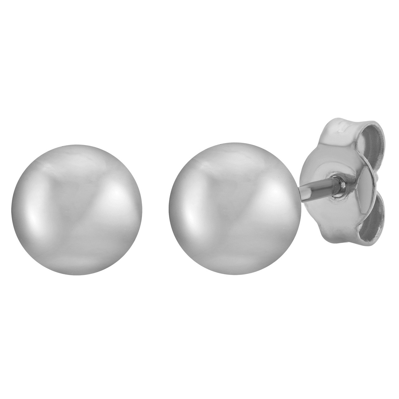 14kt White Gold Ball Stud Earrings, Made in Italy - Image 1