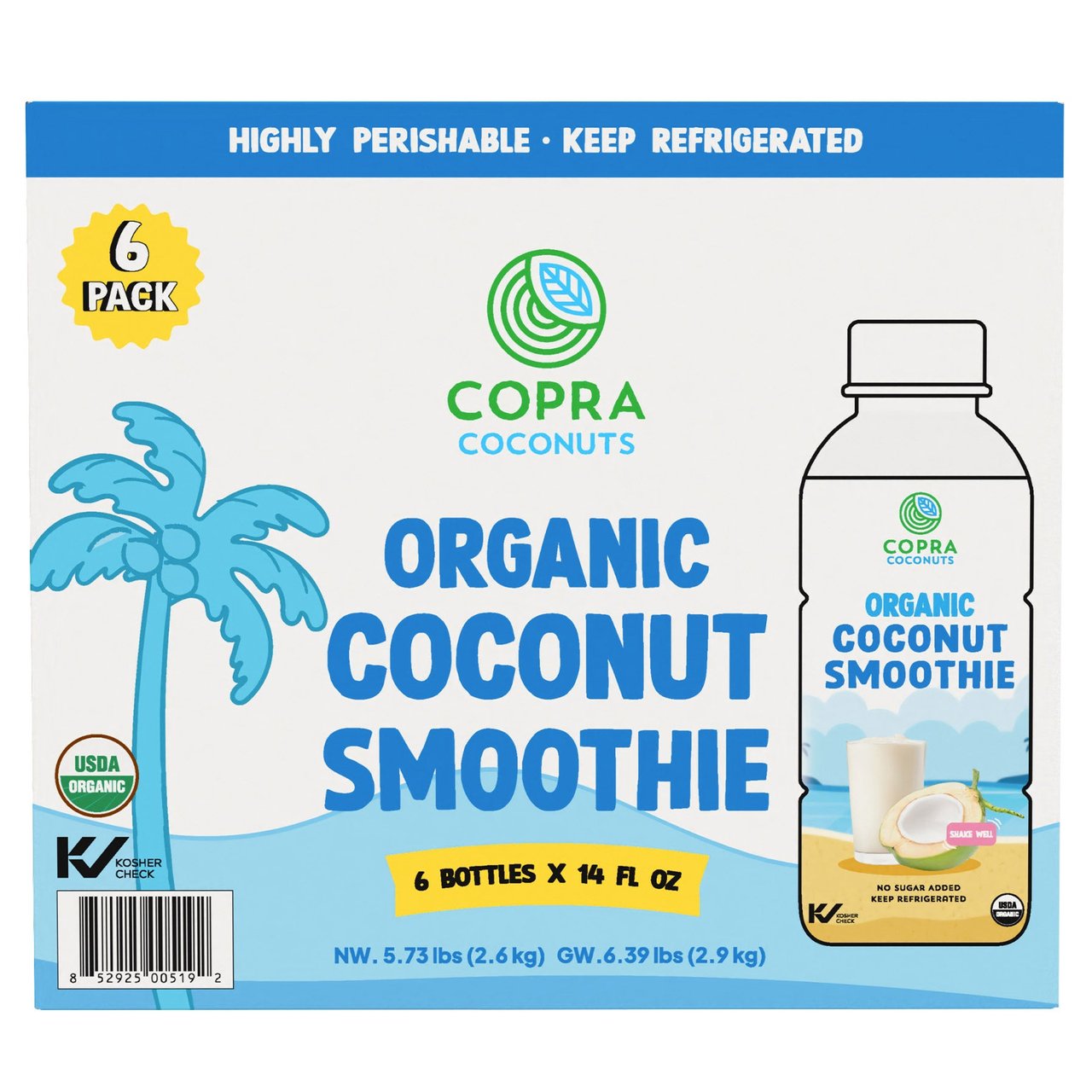 Organic Coconut Smoothie, 6 Pack of 14 oz Bottles - Image 1