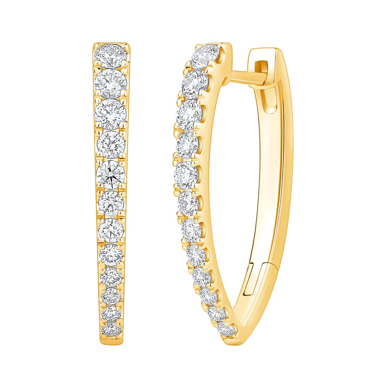 14kt Yellow Gold VS2 I 0.75 CTW Round Diamond Hoop Earrings - Image 1