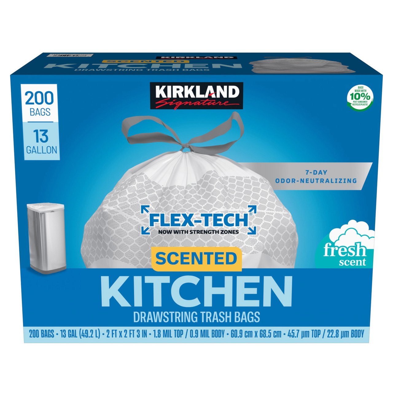 KIRKLAND SIGNATURE SCENTED TRASH BAGS 200 CT/13 GAL - Image 1