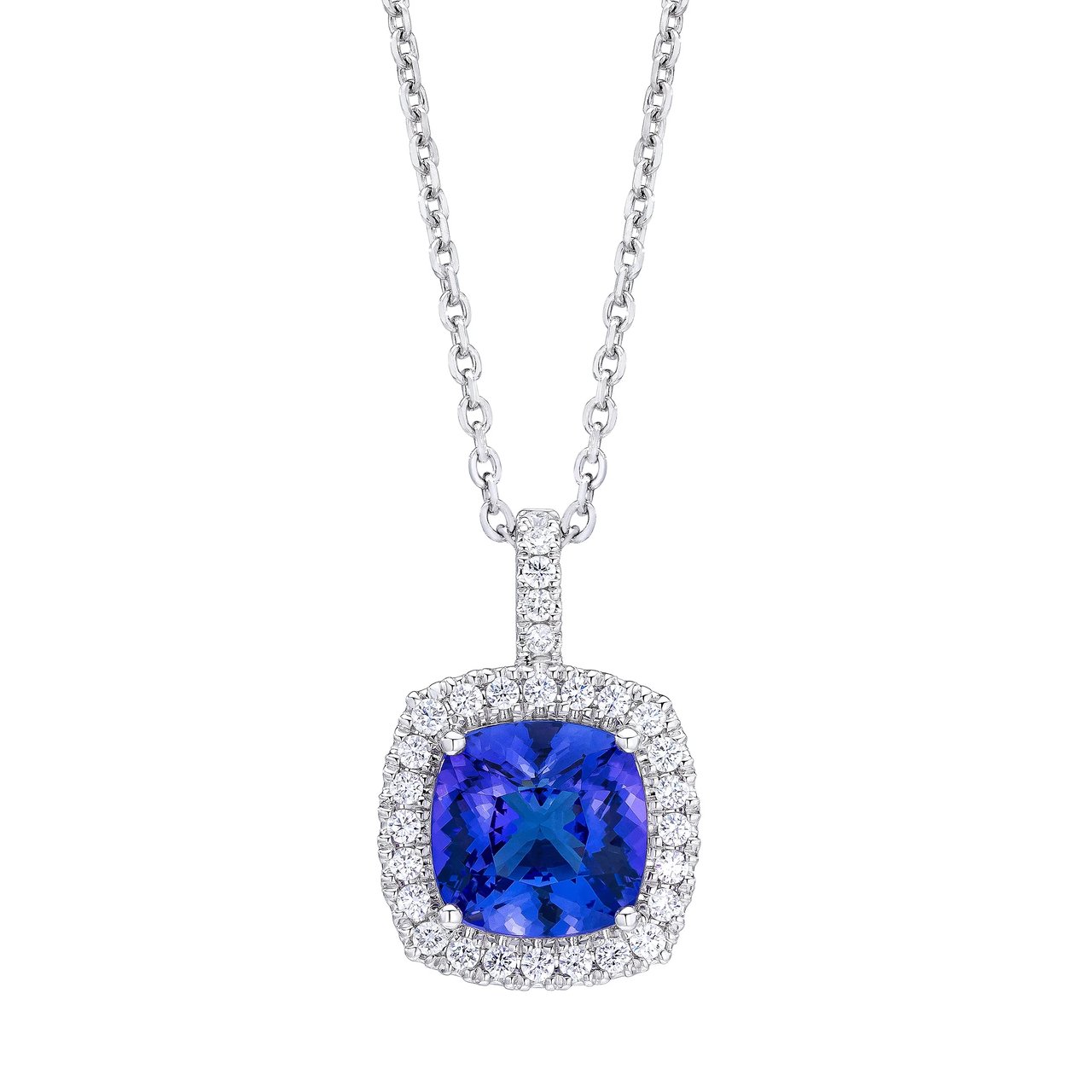 14KT White Gold VS2 I 0.35CTW Diamond and Tanzanite Pendant - Image 1