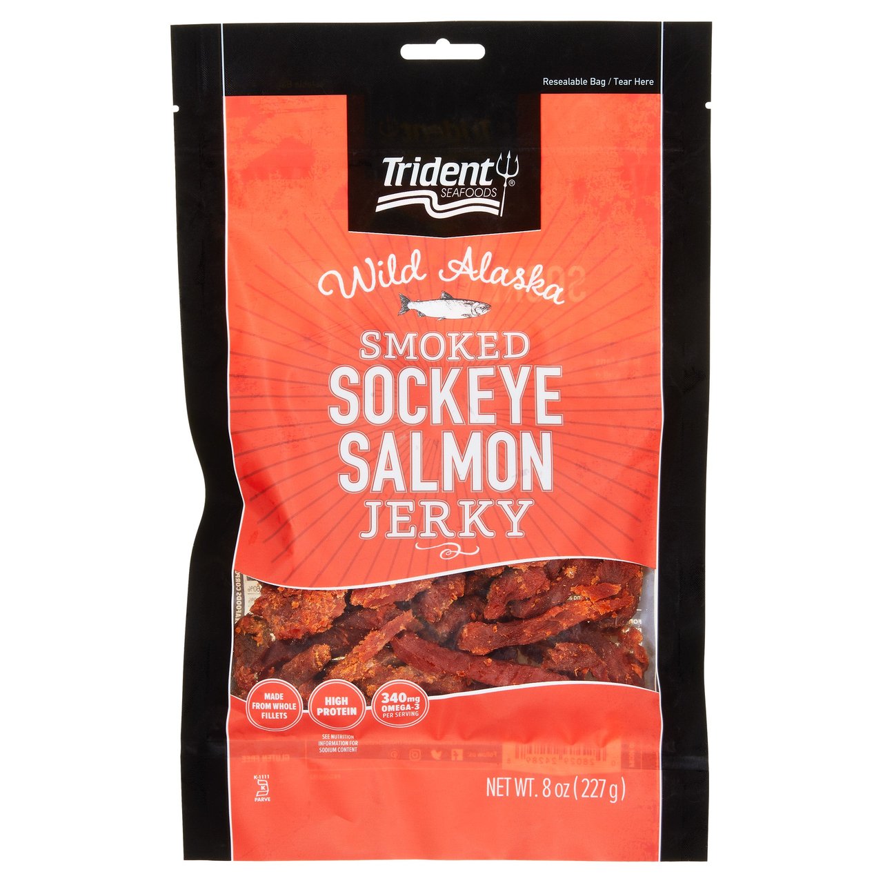 Trident Seafoods Wild Sockeye Salmon Jerky 8 Ounces - Image 1