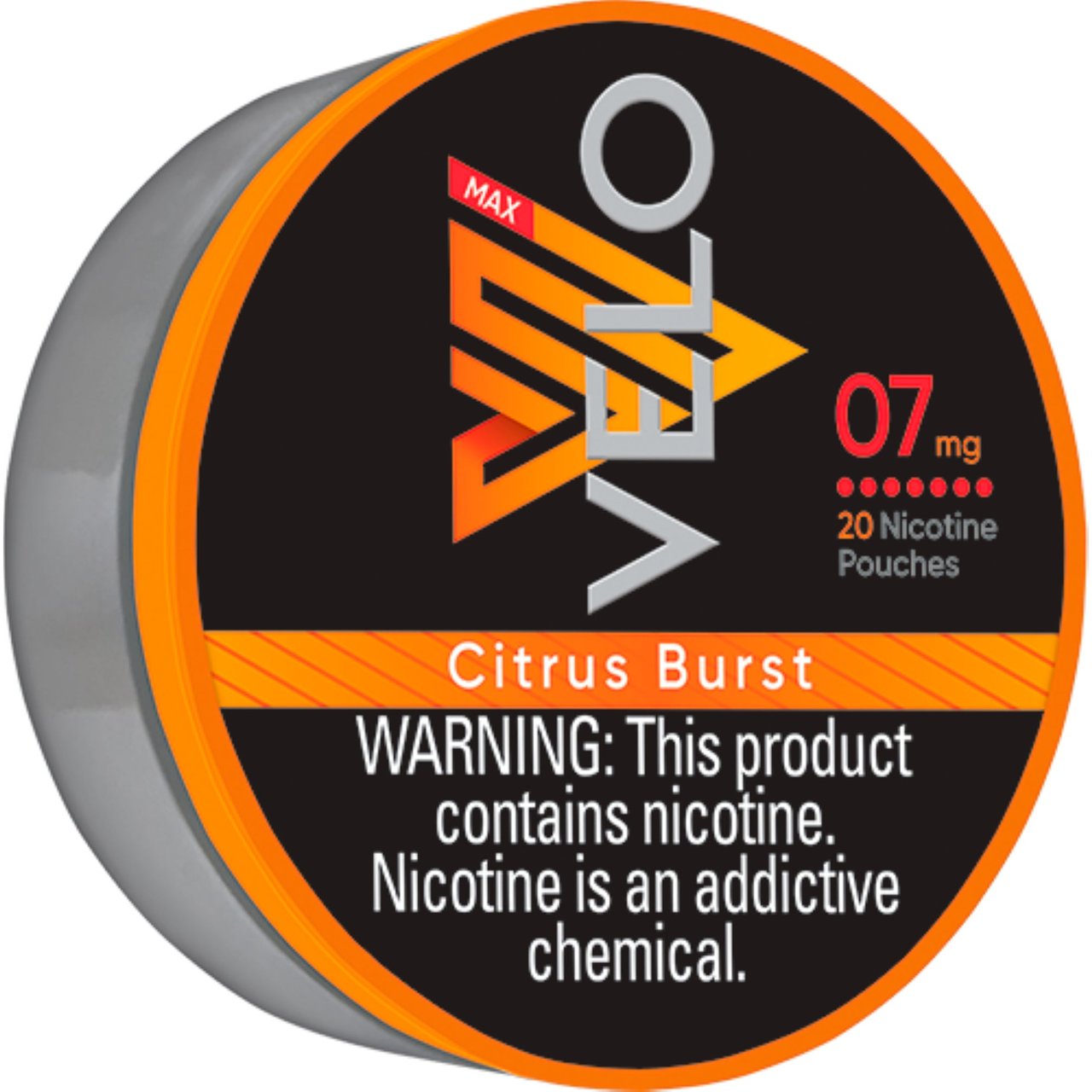 VELO Citrus Burst Nicotine Pouches 7mg - 18-Pack of 5 Tins (0.21 oz) - Image 1