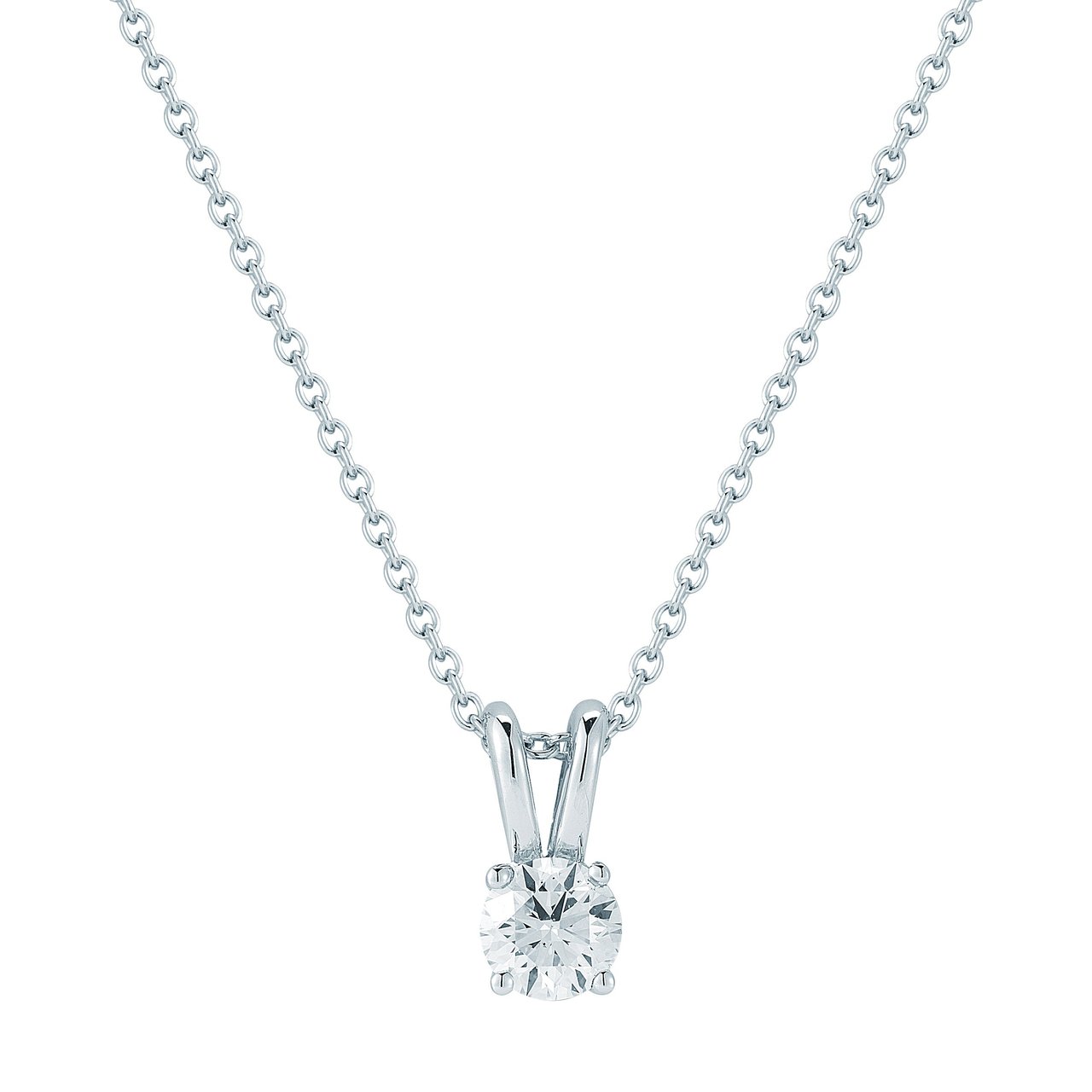 14KT White Gold VS2 I 0.50 CTW Round Diamond Solitaire Pendant