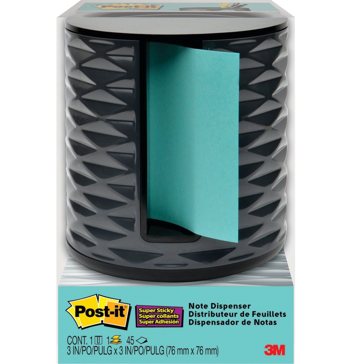 Post-it 3x3 Vertical Pop-Up Note Dispenser (MMMABS330B), Black - Image 1