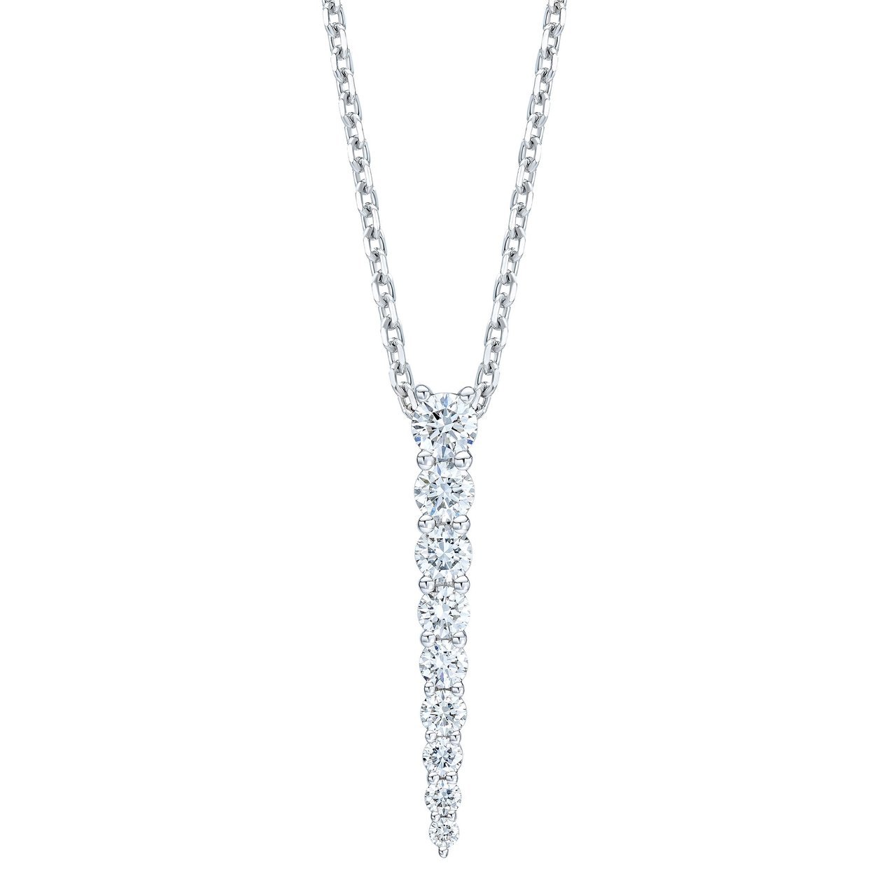 14kt White Gold VS2 I 0.63 CTW Round Diamond 18" Graduated Pendant - Image 1