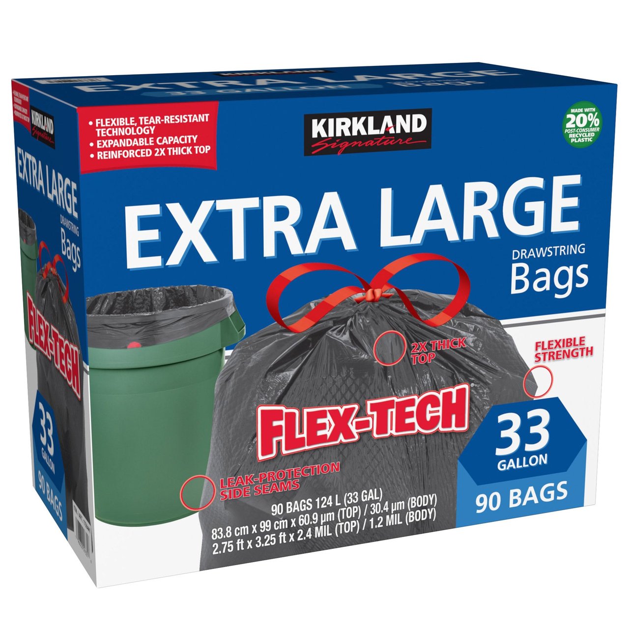 Kirkland Signature 33 Gallon Flex-Tech 20% PCR 90 CT - Image 1