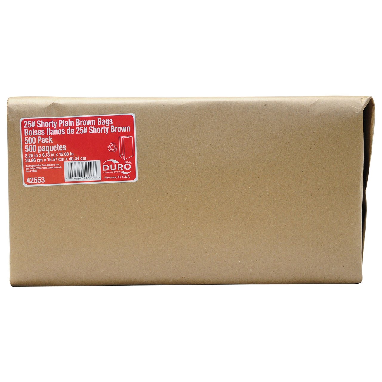 DURO 25# BROWN BAGS 500 CT
