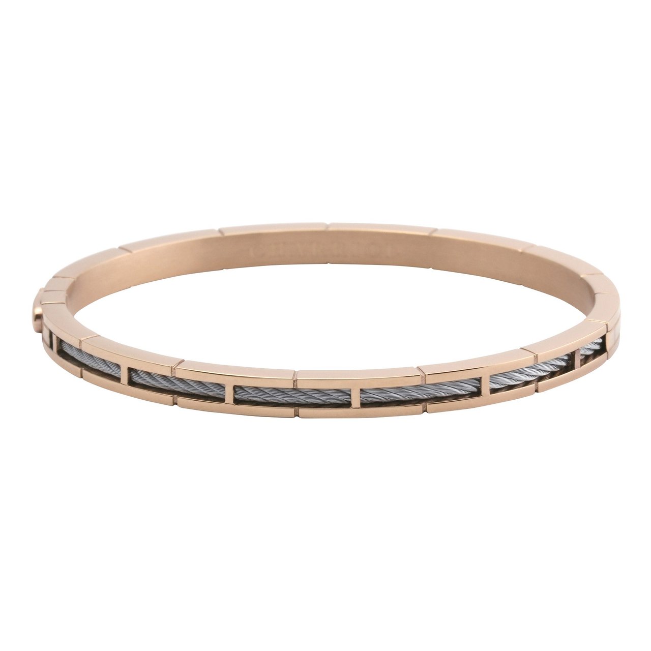 Charriol Forever Slim Stainless Steel & Rose Gold Cable Bangle - Image 1