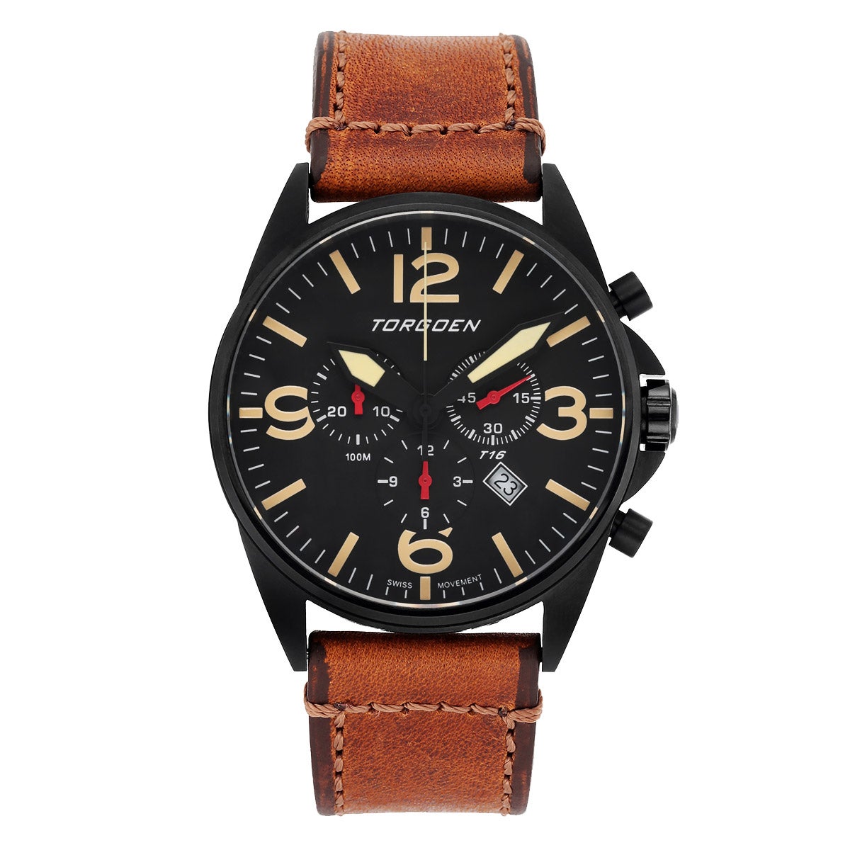 Torgoen T16 Black Stainless Steel Chronograph Men's Watch - Image 1