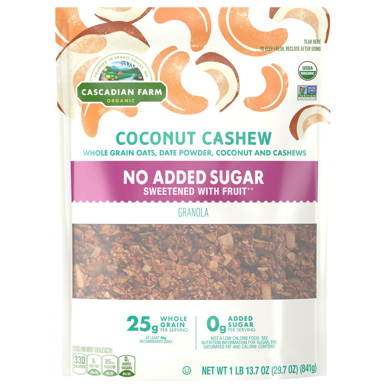 Organic Cascadian Farm Coconut Cashew Granola 29.7 Ounce Bag - Image 1